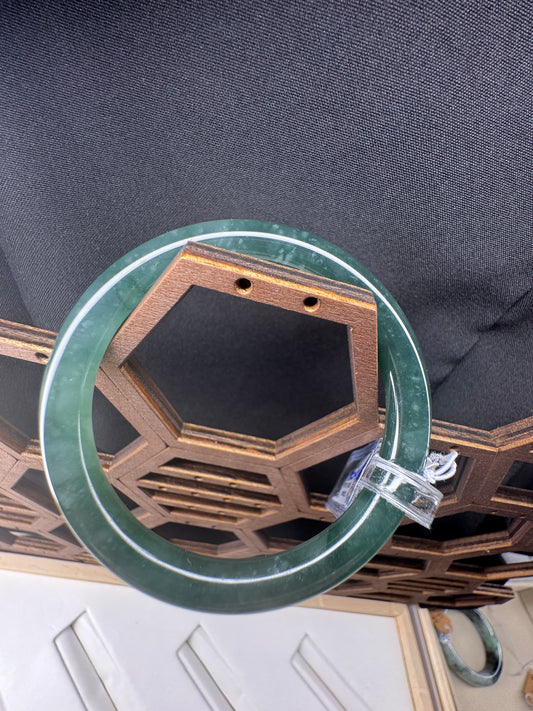 Classic Bangle Genuine Burmese Green Jadeite Jade Bangle Bracelet. 51mm