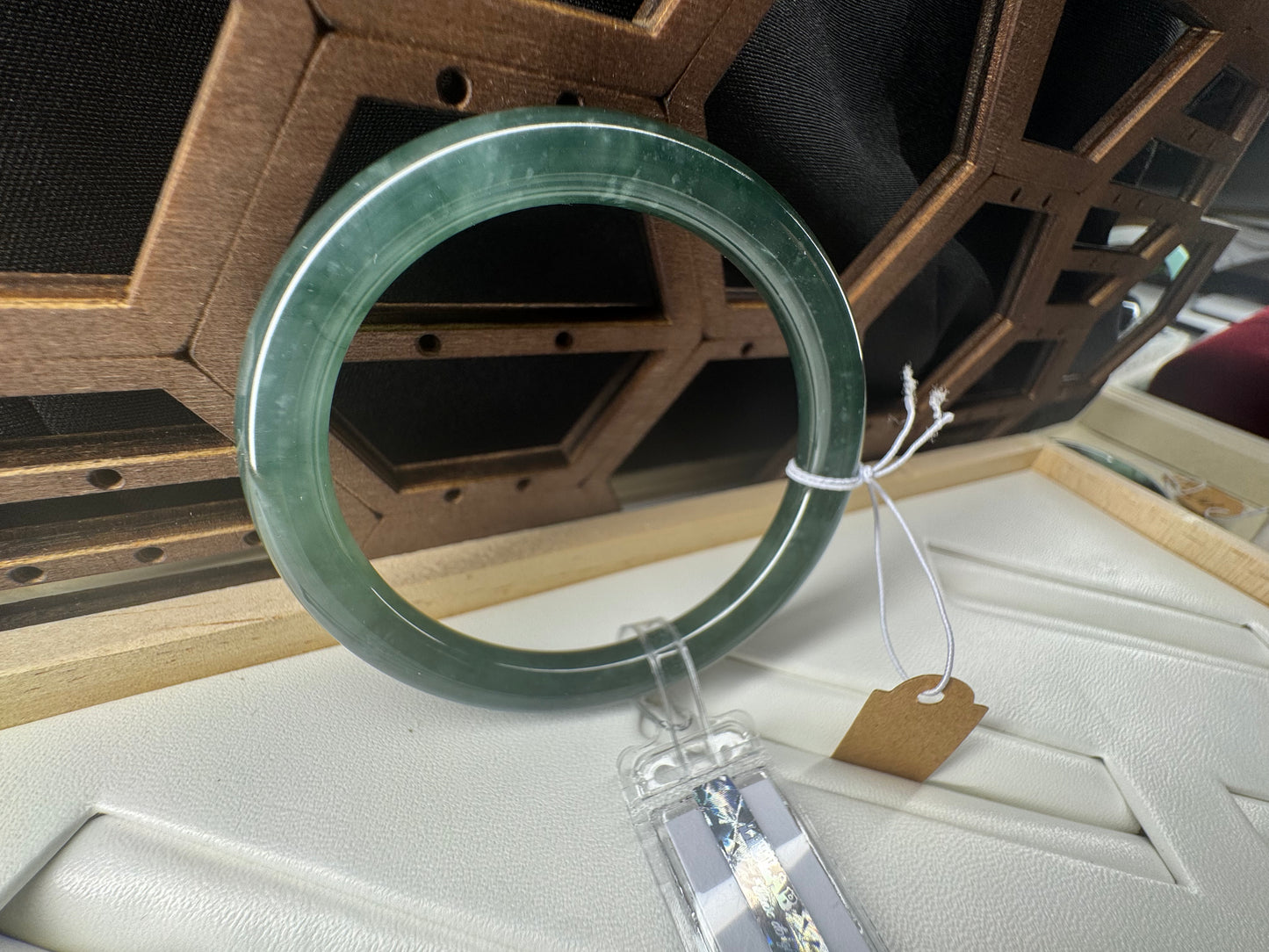 Classic Bangle Genuine Burmese Green Jadeite Jade Bangle Bracelet. 51mm