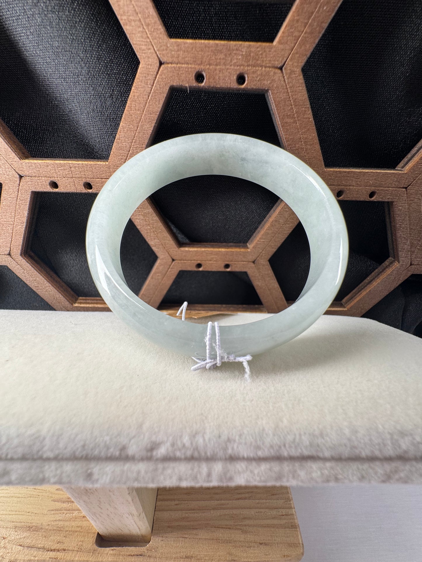 Burmese Green Jadeite Jade Bangle Bracelet, 50mm