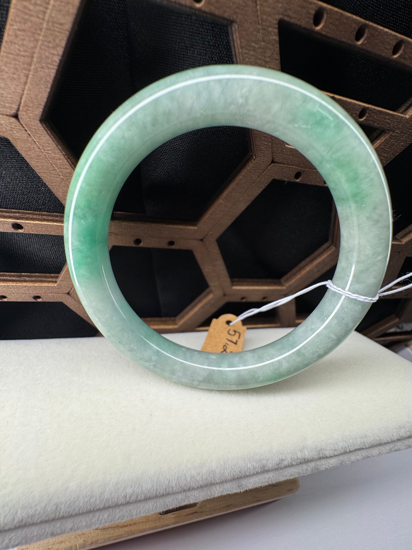 Green Classic Jadeite Jade Bangle Bracelet , 57mm