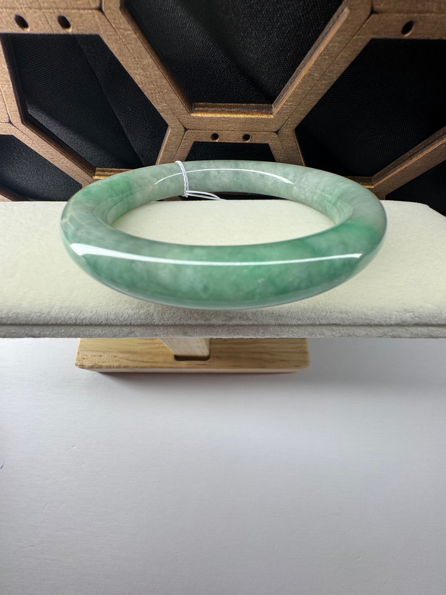 Green Classic Jadeite Jade Bangle Bracelet , 57mm
