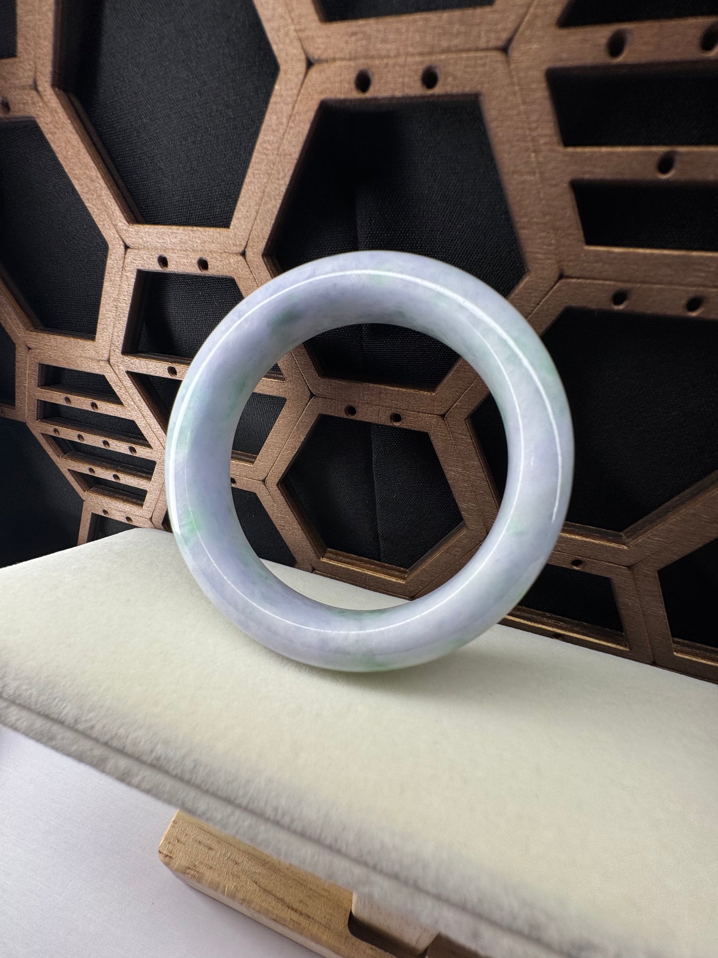 Classic Lavender Jadeite Jade Wider Bangle Bracelet, 52mm