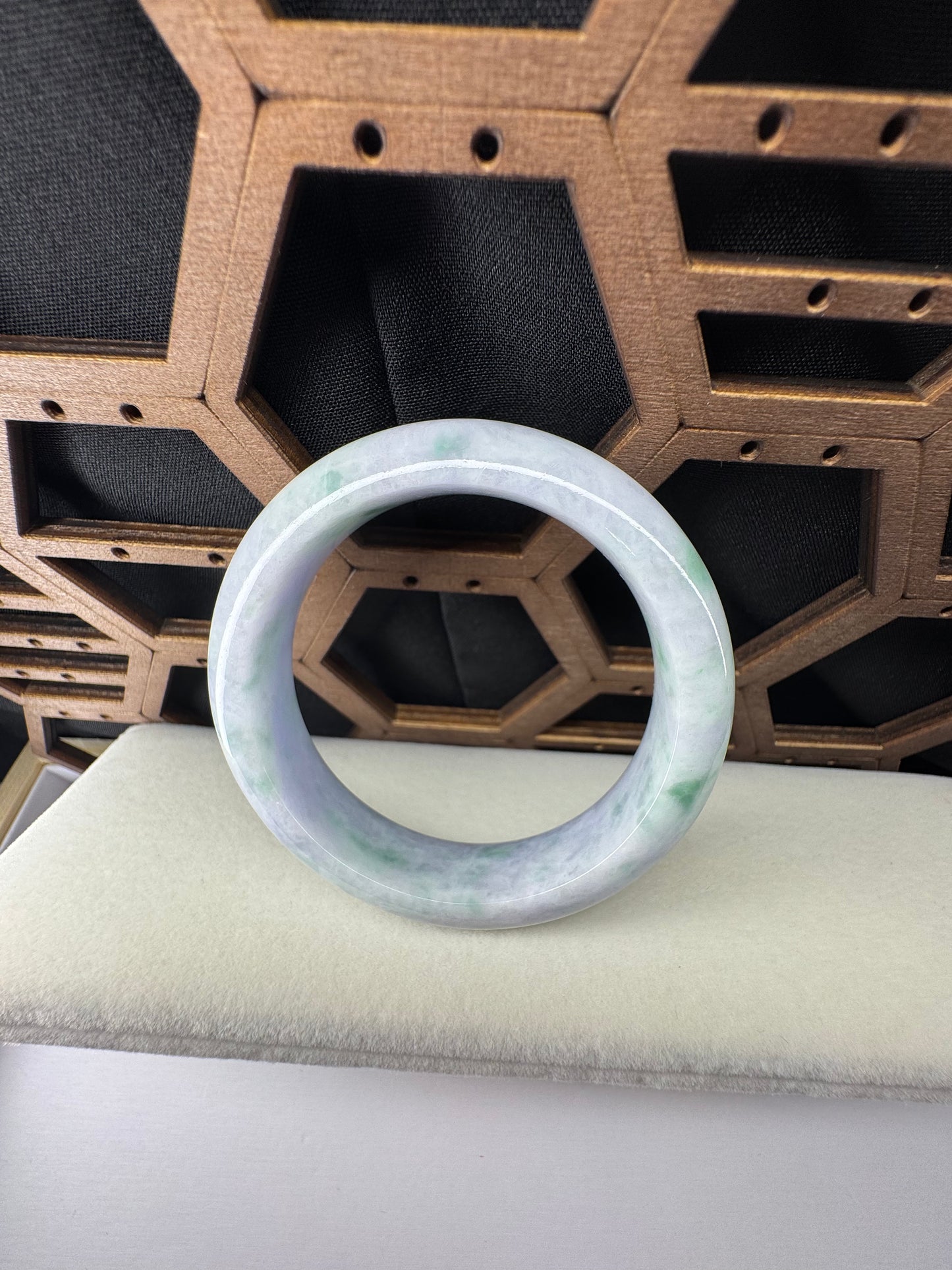 Classic Lavender Jadeite Jade Wider Bangle Bracelet, 52mm