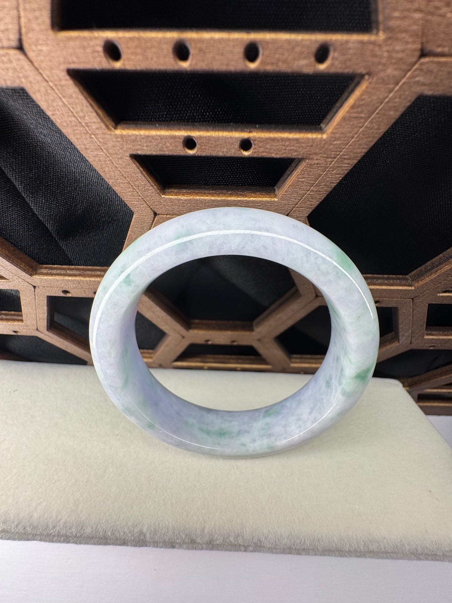 Classic Lavender Jadeite Jade Wider Bangle Bracelet, 52mm