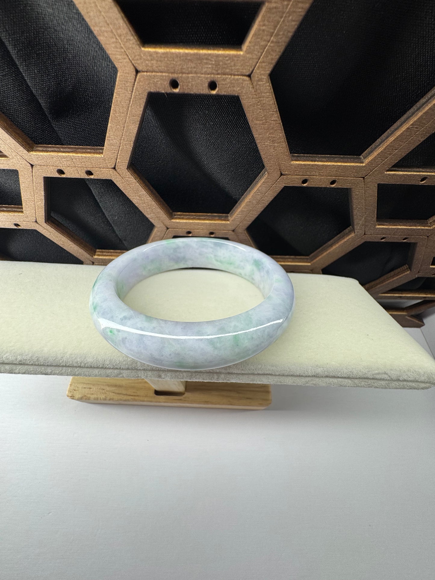 Classic Lavender Jadeite Jade Wider Bangle Bracelet, 52mm