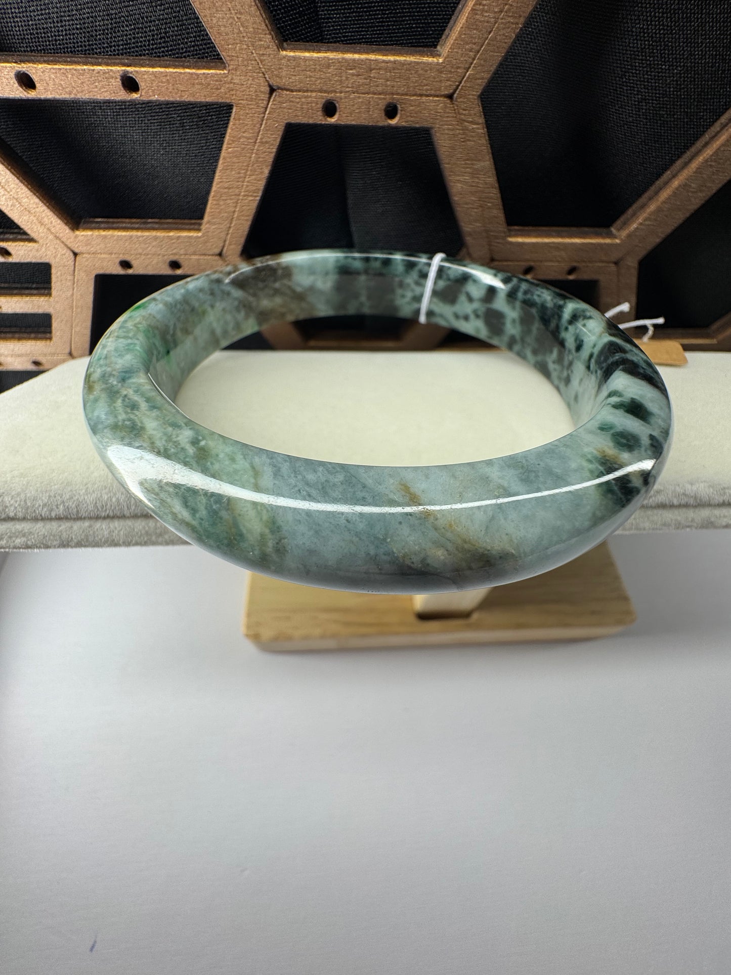 Forest Green Classic Real Jadeite Jade Bangle Bracelet, 62mm