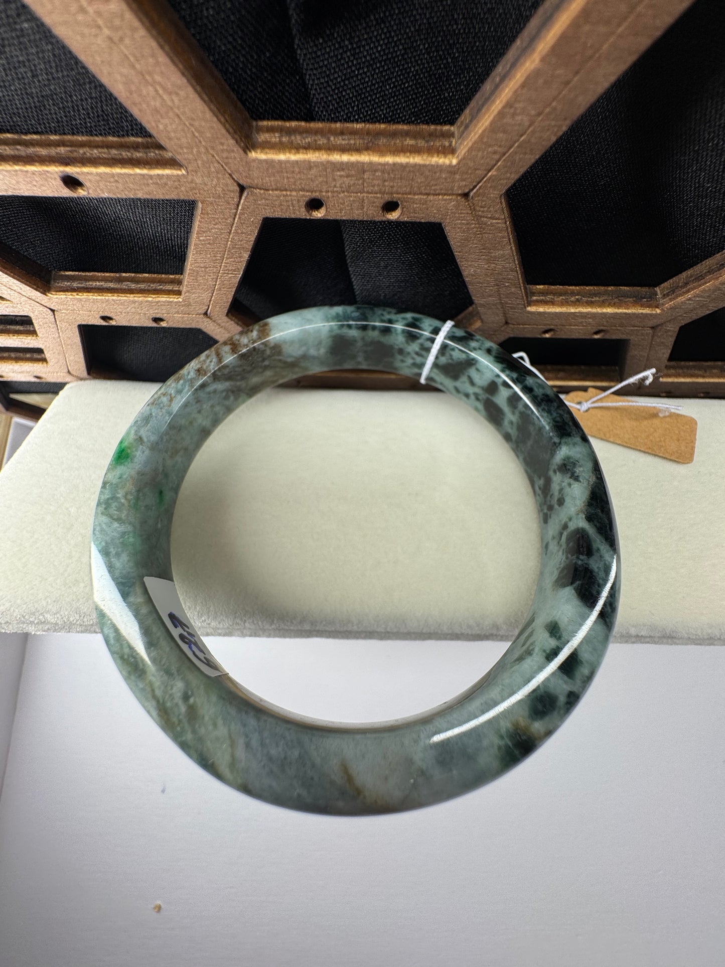 Forest Green Classic Real Jadeite Jade Bangle Bracelet, 62mm