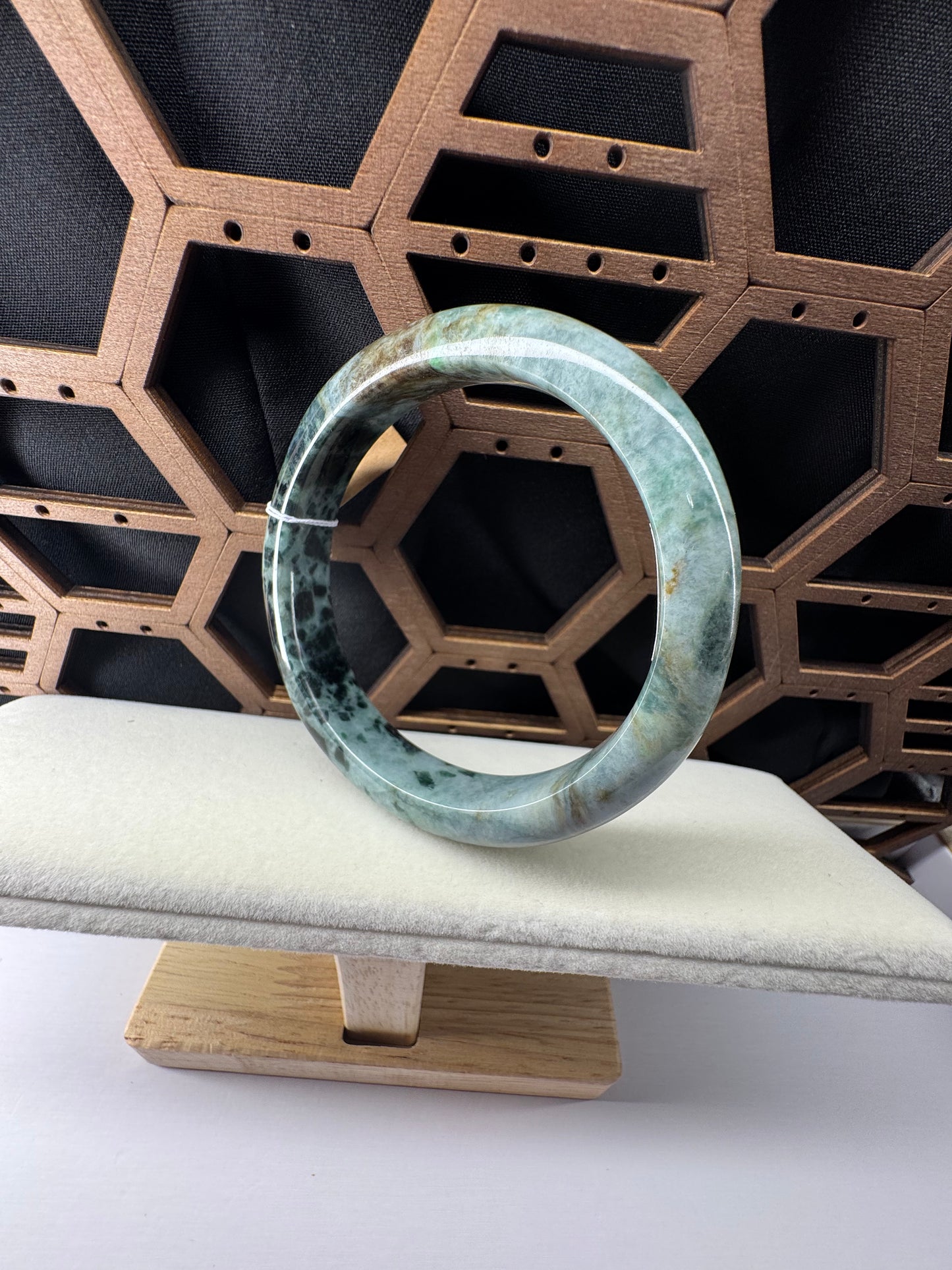 Forest Green Classic Real Jadeite Jade Bangle Bracelet, 62mm