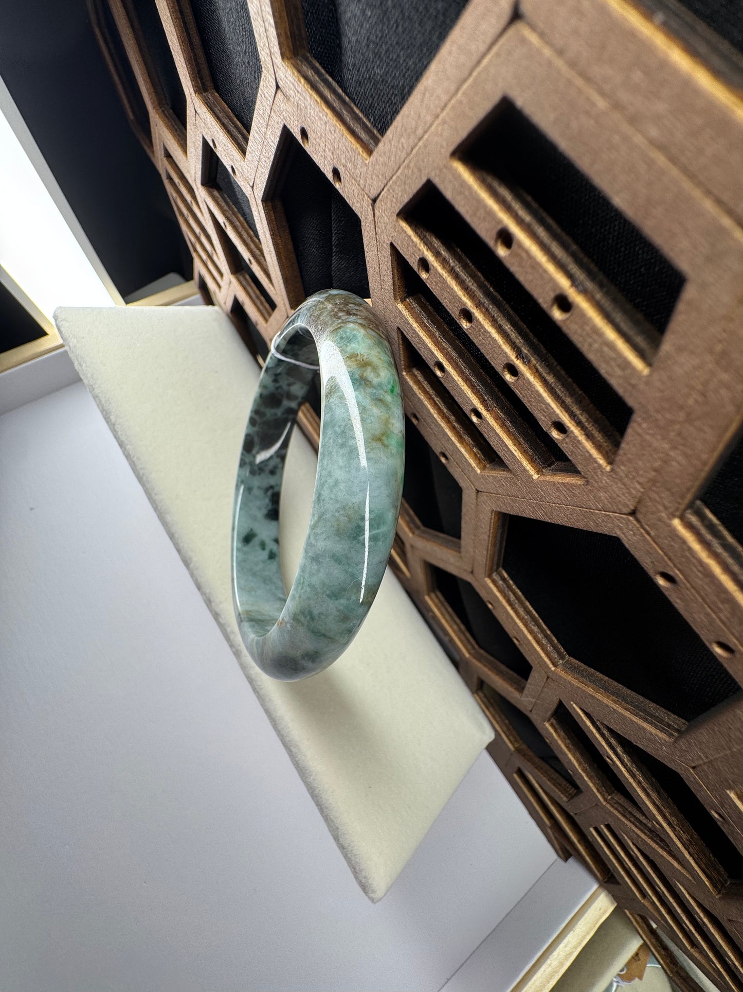 Forest Green Classic Real Jadeite Jade Bangle Bracelet, 62mm