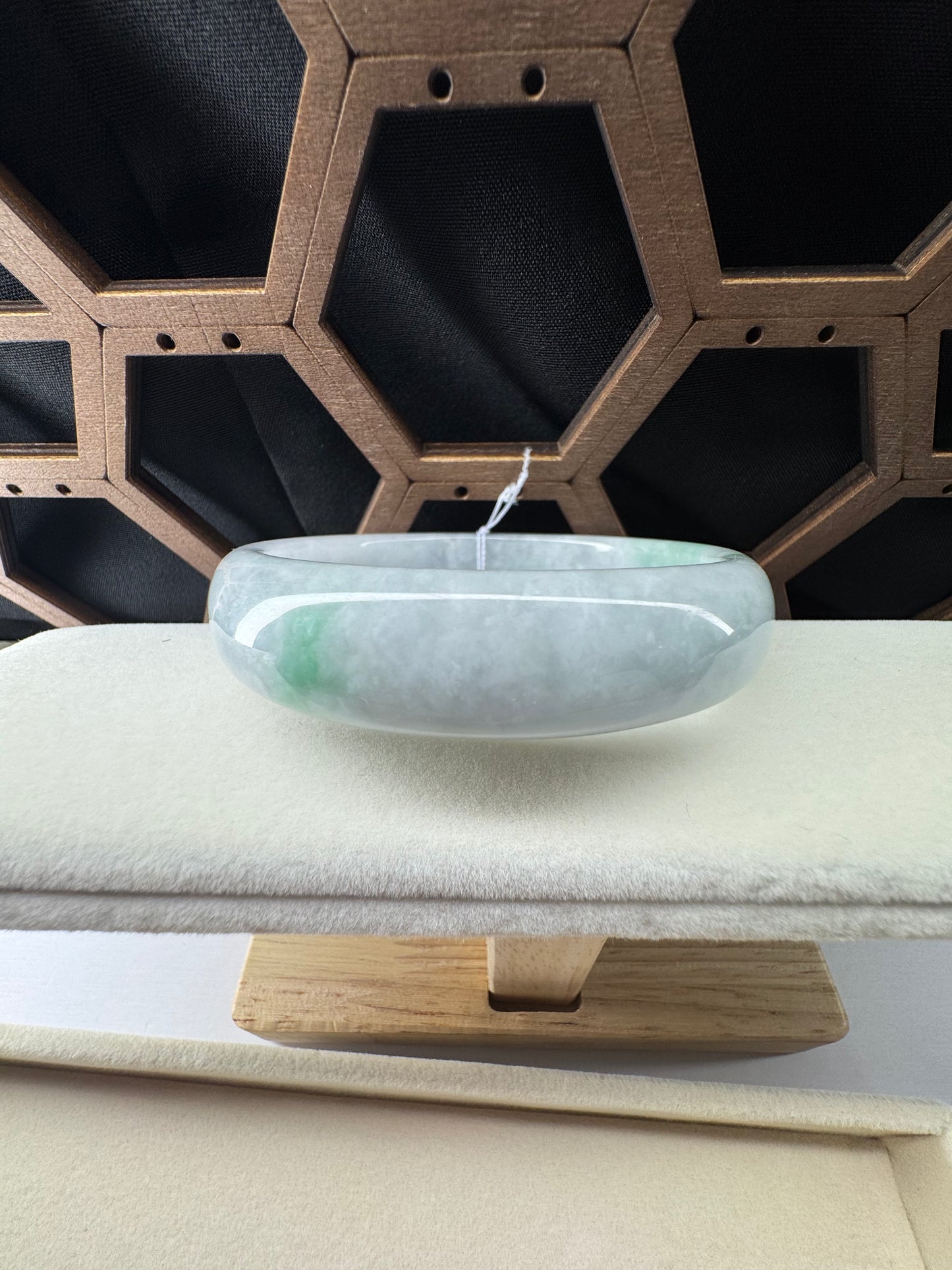 Burmese Blue-Green Jadeite Jade Bangle Bracelet, 58mm