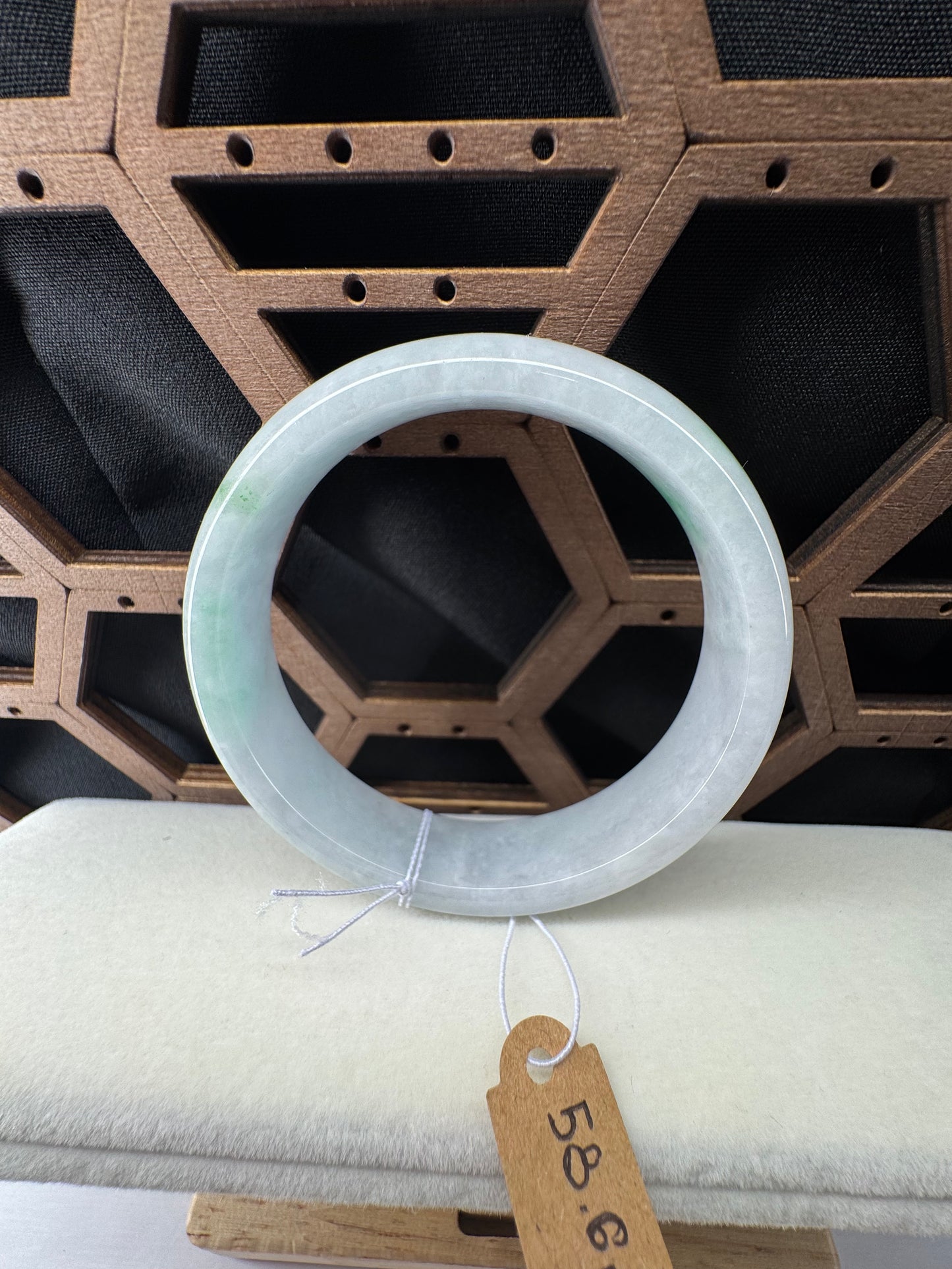 Burmese Blue-Green Jadeite Jade Bangle Bracelet, 58mm
