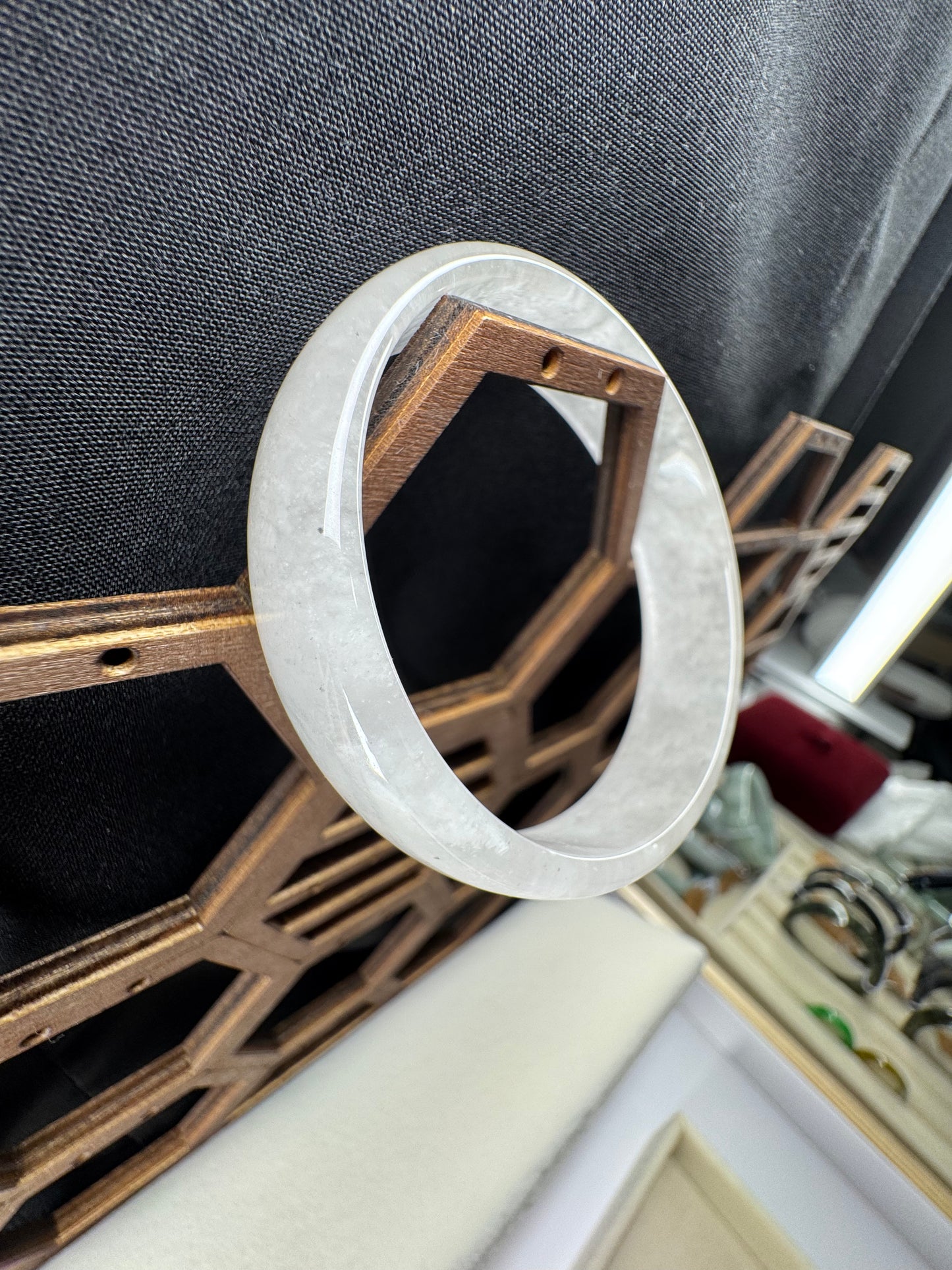 Salt Black Pepper icy Jadeite jade Bangle, 52mm