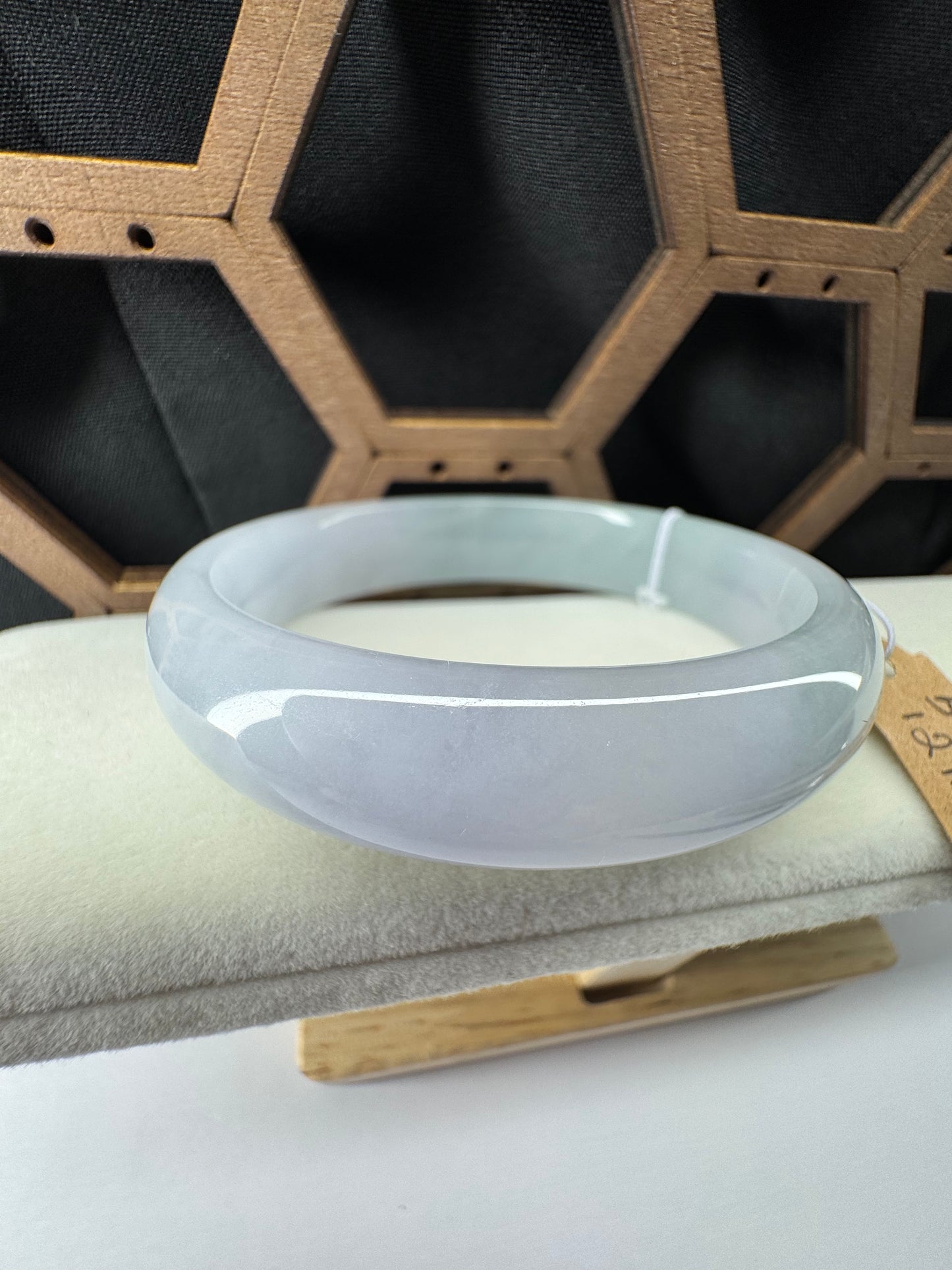 Classic Lavender Natural Jadeite Jade Bangle, 55mm