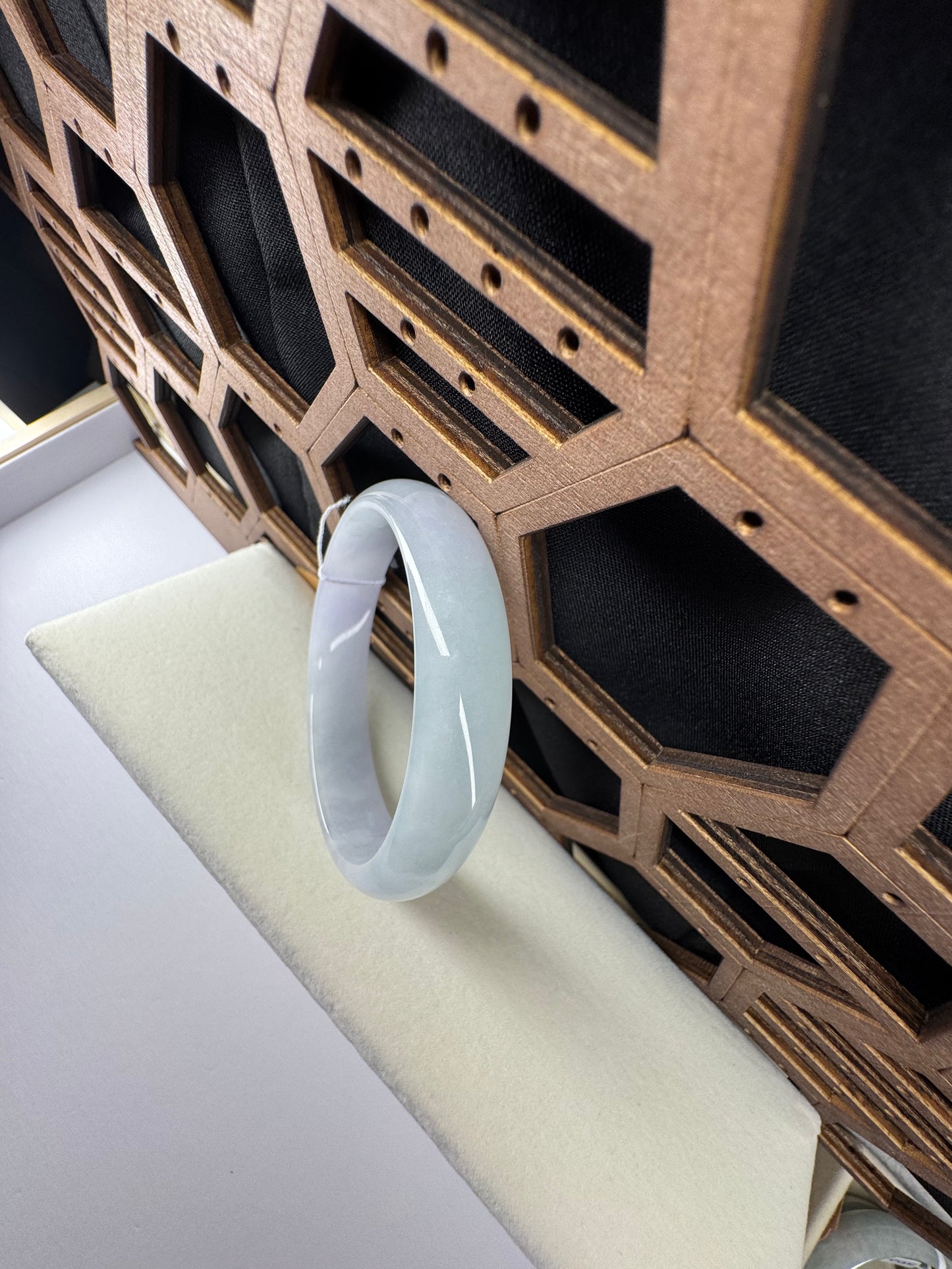 Classic Lavender Natural Jadeite Jade Bangle, 55mm