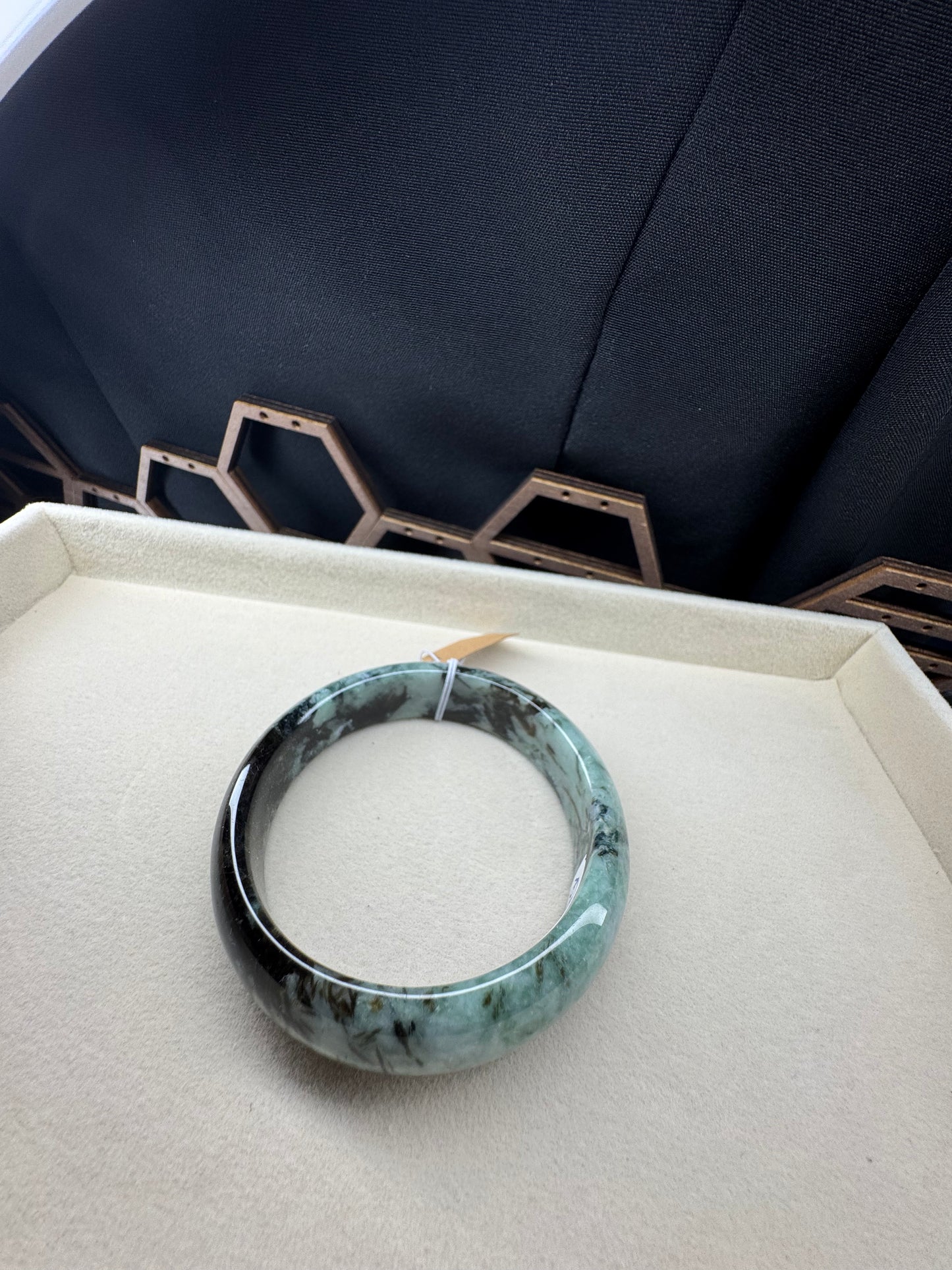 Forest Green Classic Real Jadeite Jade Bangle Bracelet, 53mm
