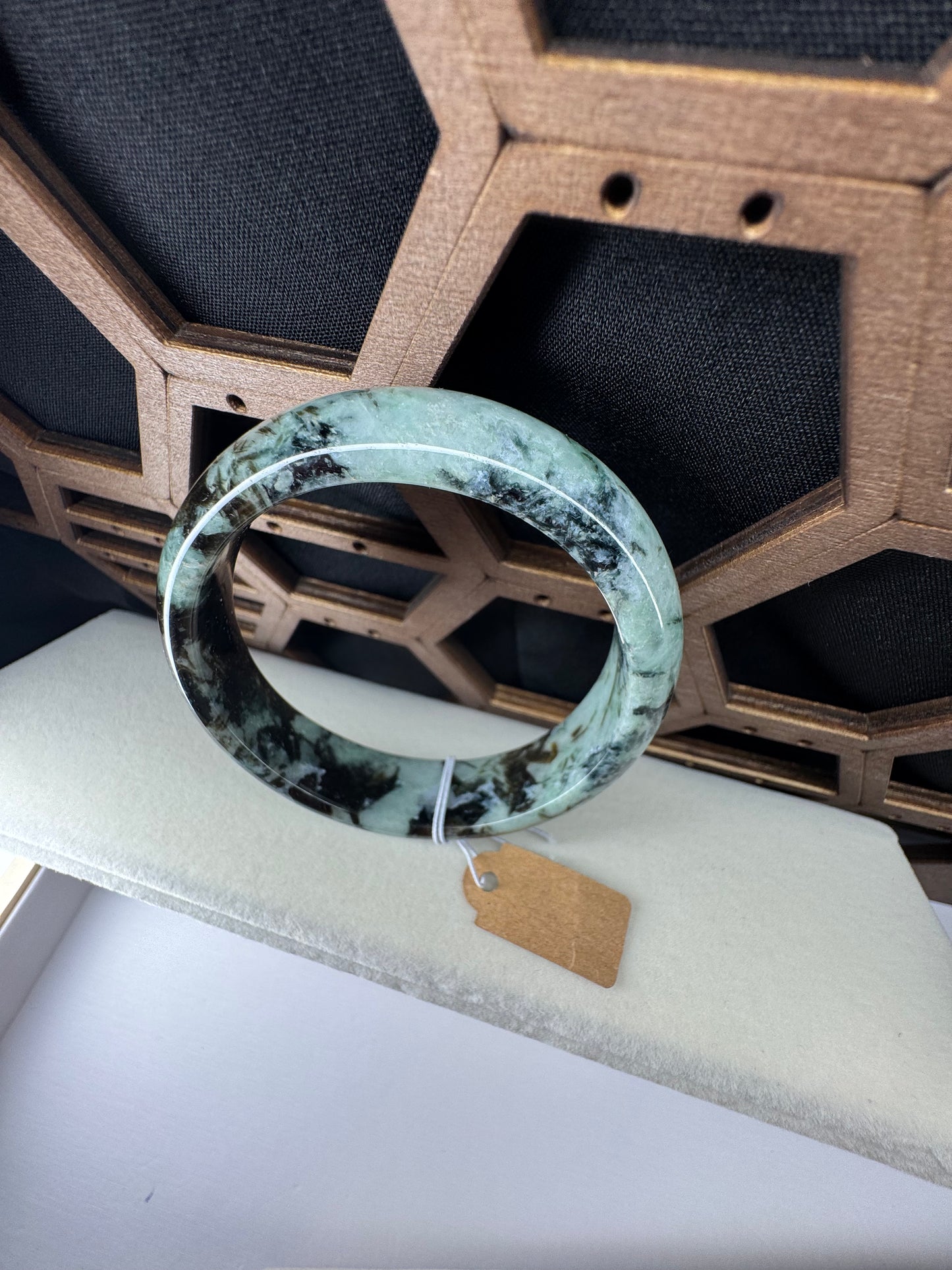 Forest Green Classic Real Jadeite Jade Bangle Bracelet, 53mm