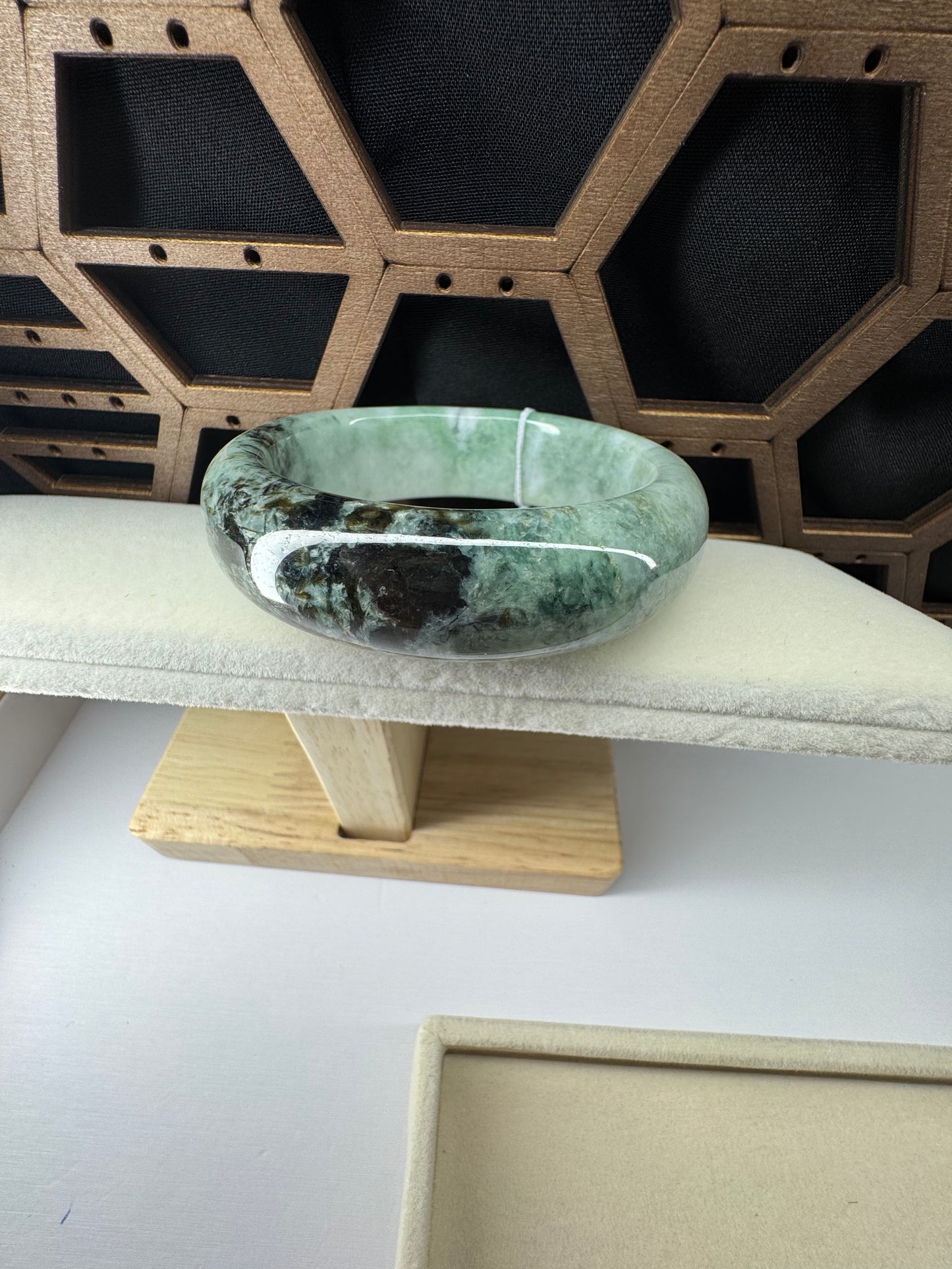 Forest Green Classic Real Jadeite Jade Bangle Bracelet. 53mm