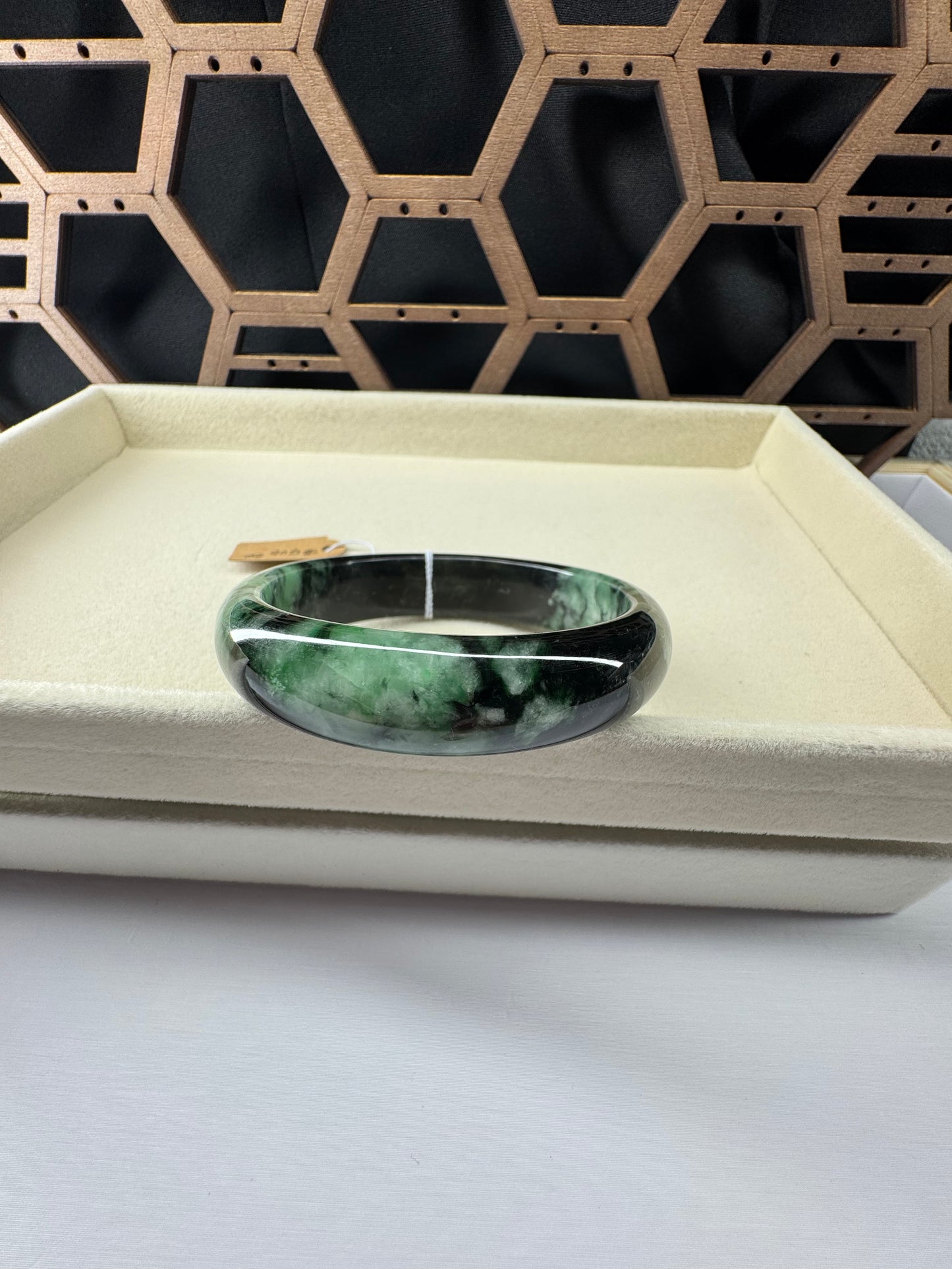 Forest Green Classic Jadeite Jade Bangle Bracelet. 52mm