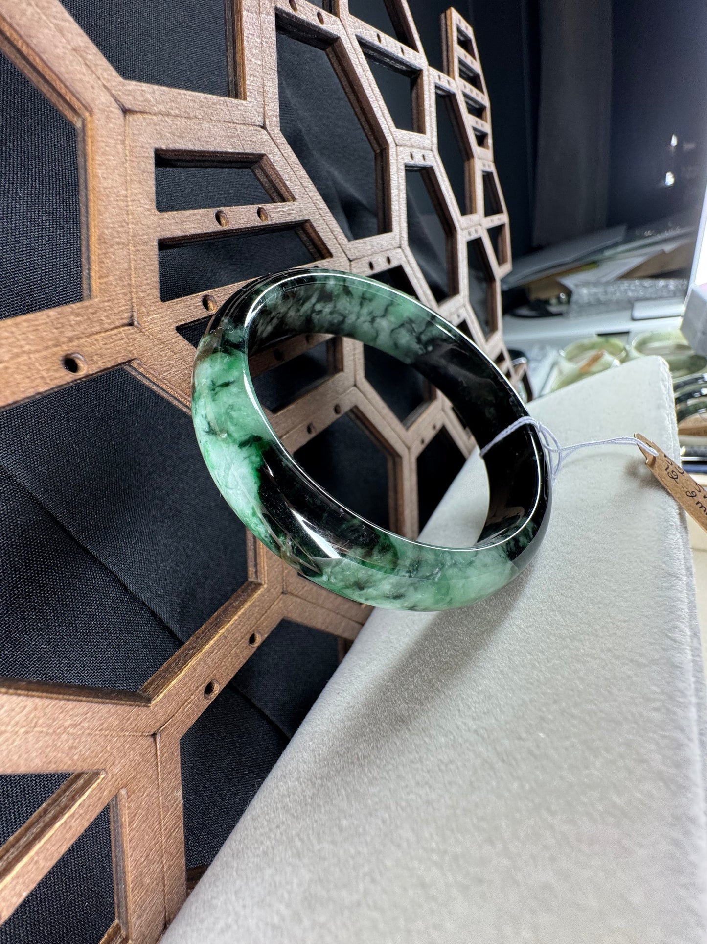 Forest Green Classic Jadeite Jade Bangle Bracelet. 52mm