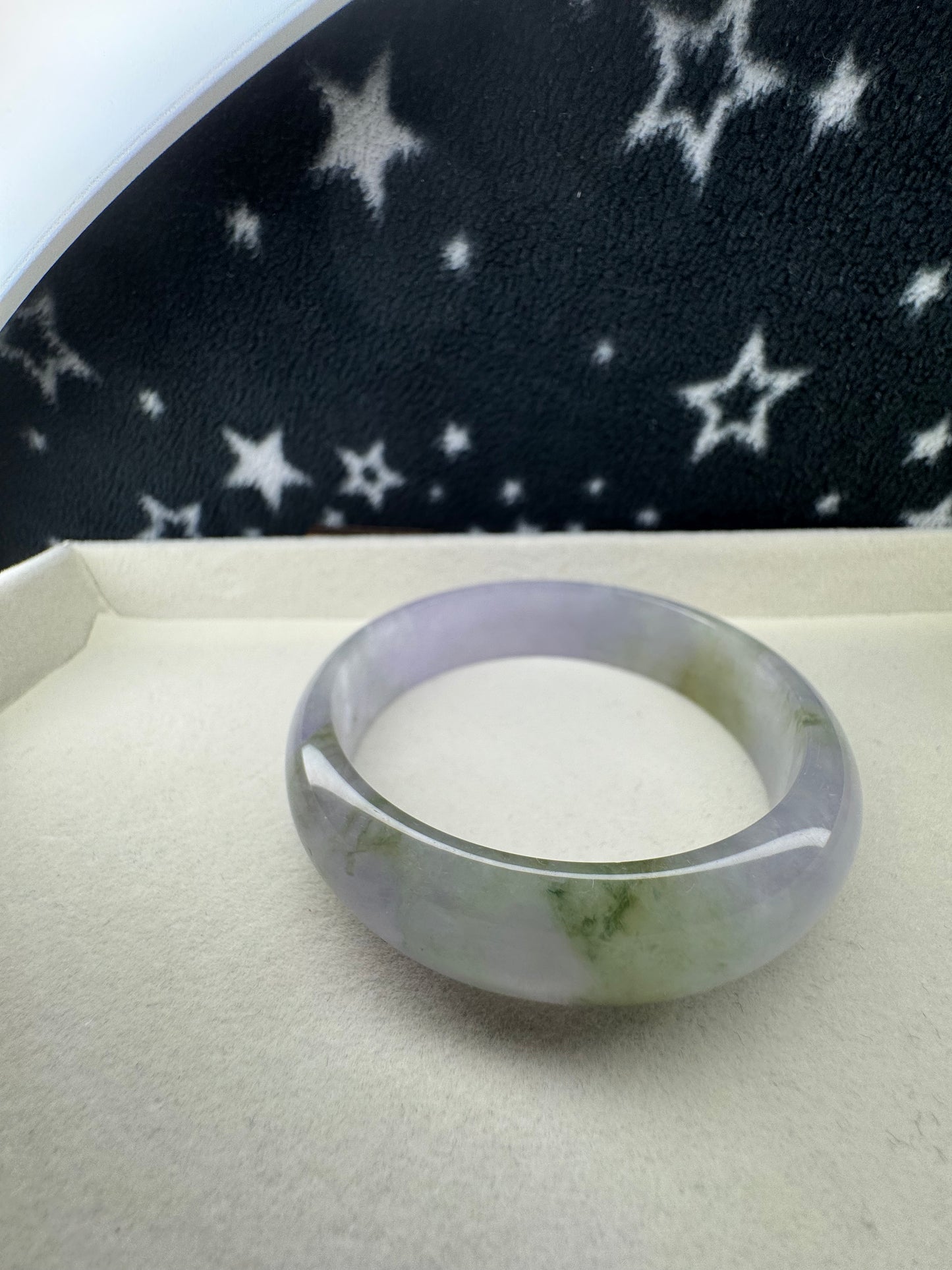 Princess Half Round Jadeite Jade Bangle Bracelet. 58mm
