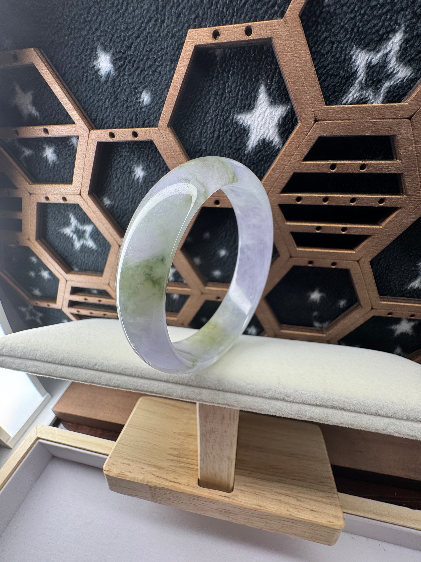 Princess Half Round Jadeite Jade Bangle Bracelet. 58mm