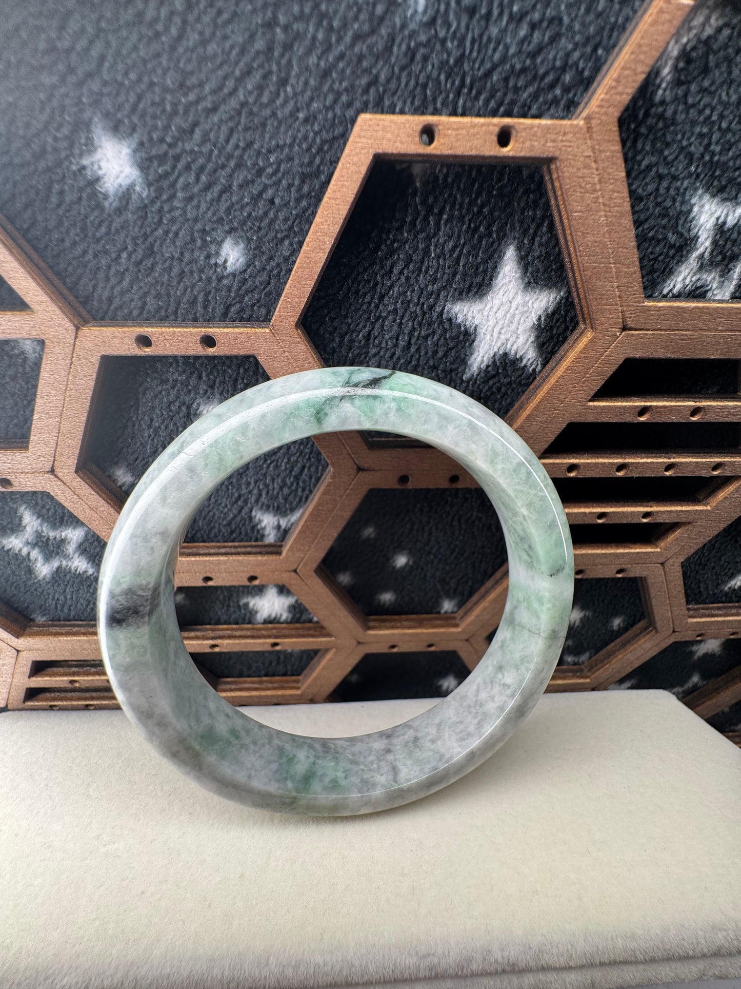 Genuine Burmese Green Jadeite Jade Bangle Bracelet , 62mm