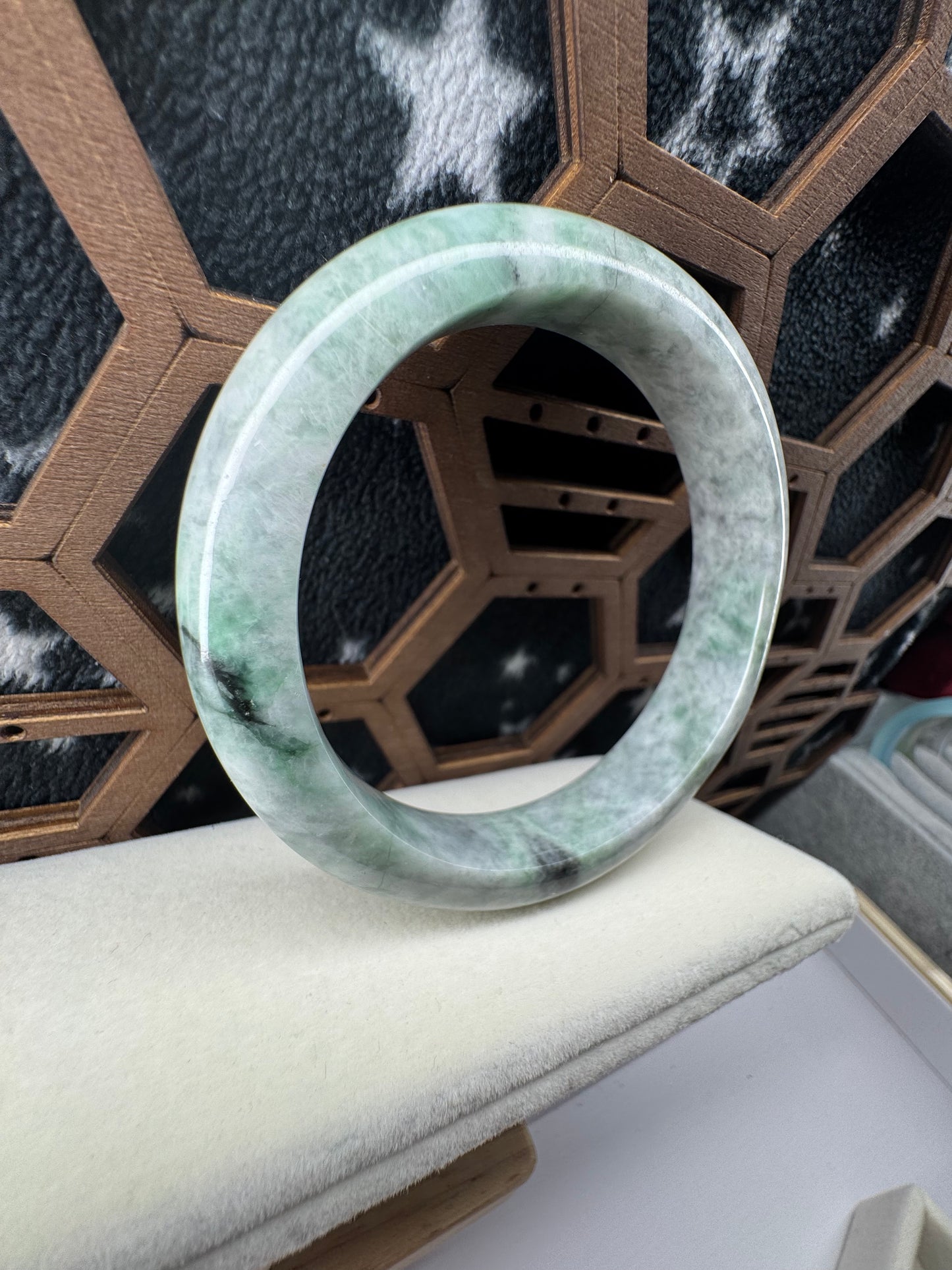 Genuine Burmese Green Jadeite Jade Bangle Bracelet , 62mm