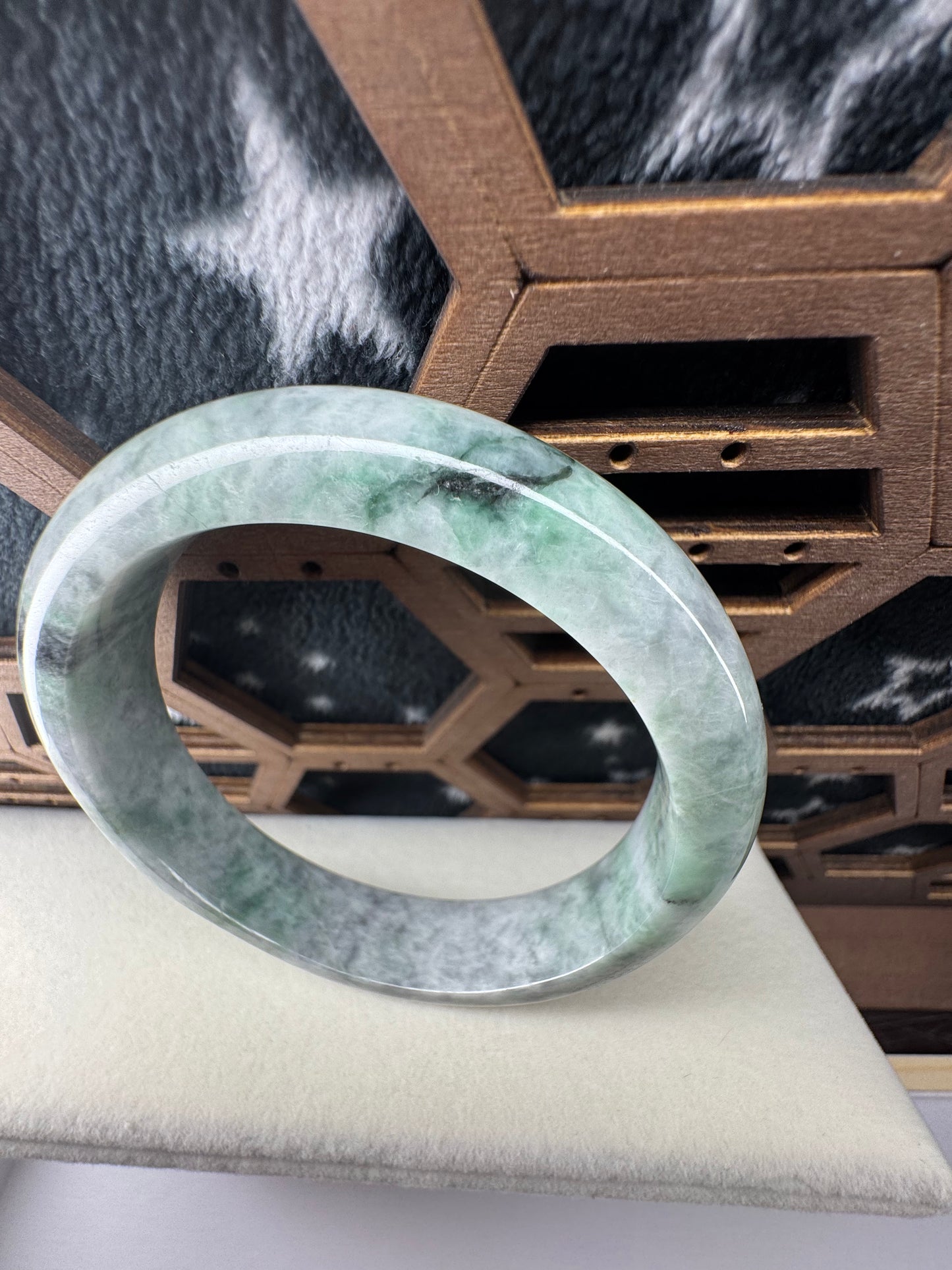 Genuine Burmese Green Jadeite Jade Bangle Bracelet , 62mm