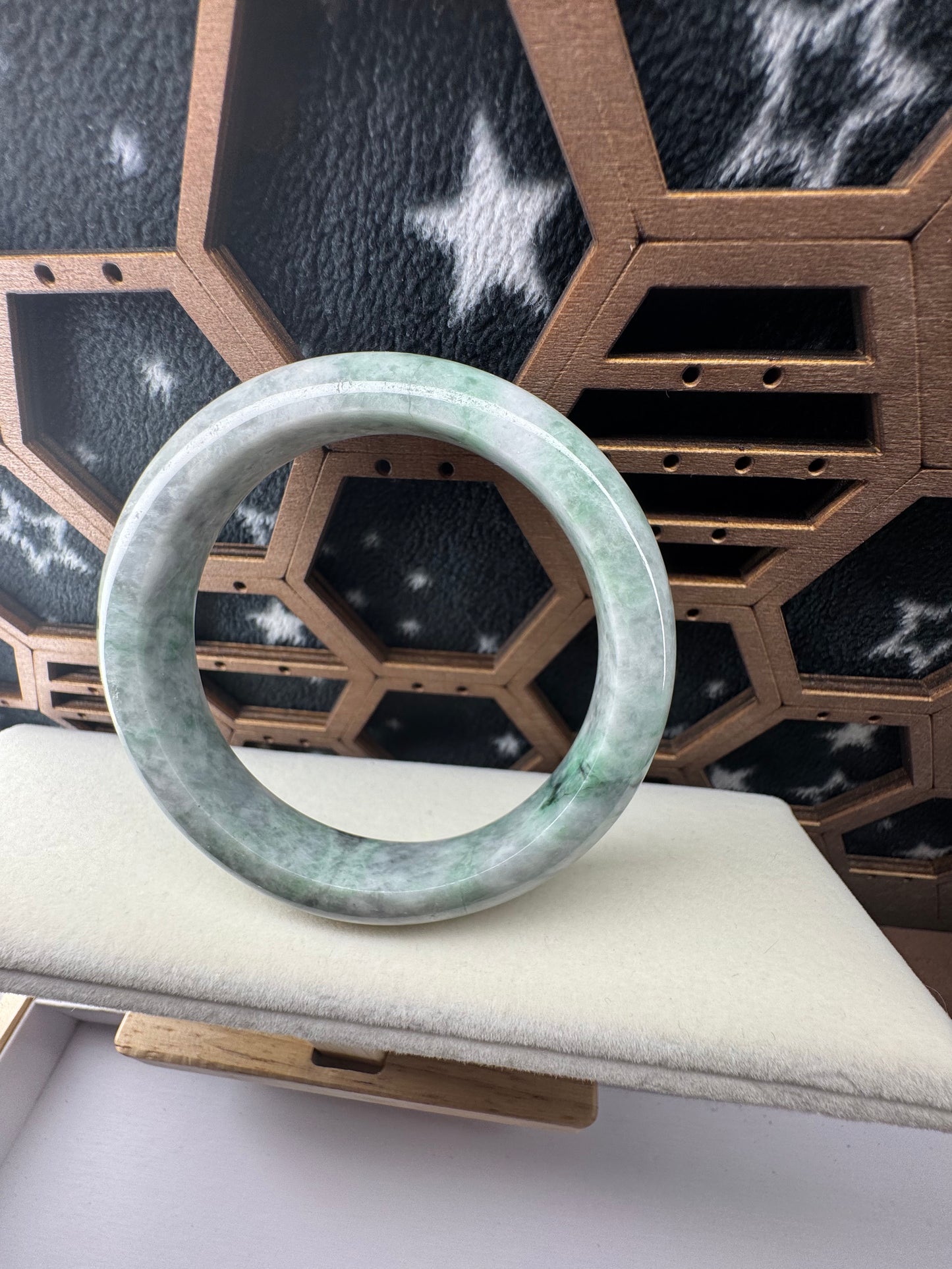 Genuine Burmese Green Jadeite Jade Bangle Bracelet , 62mm