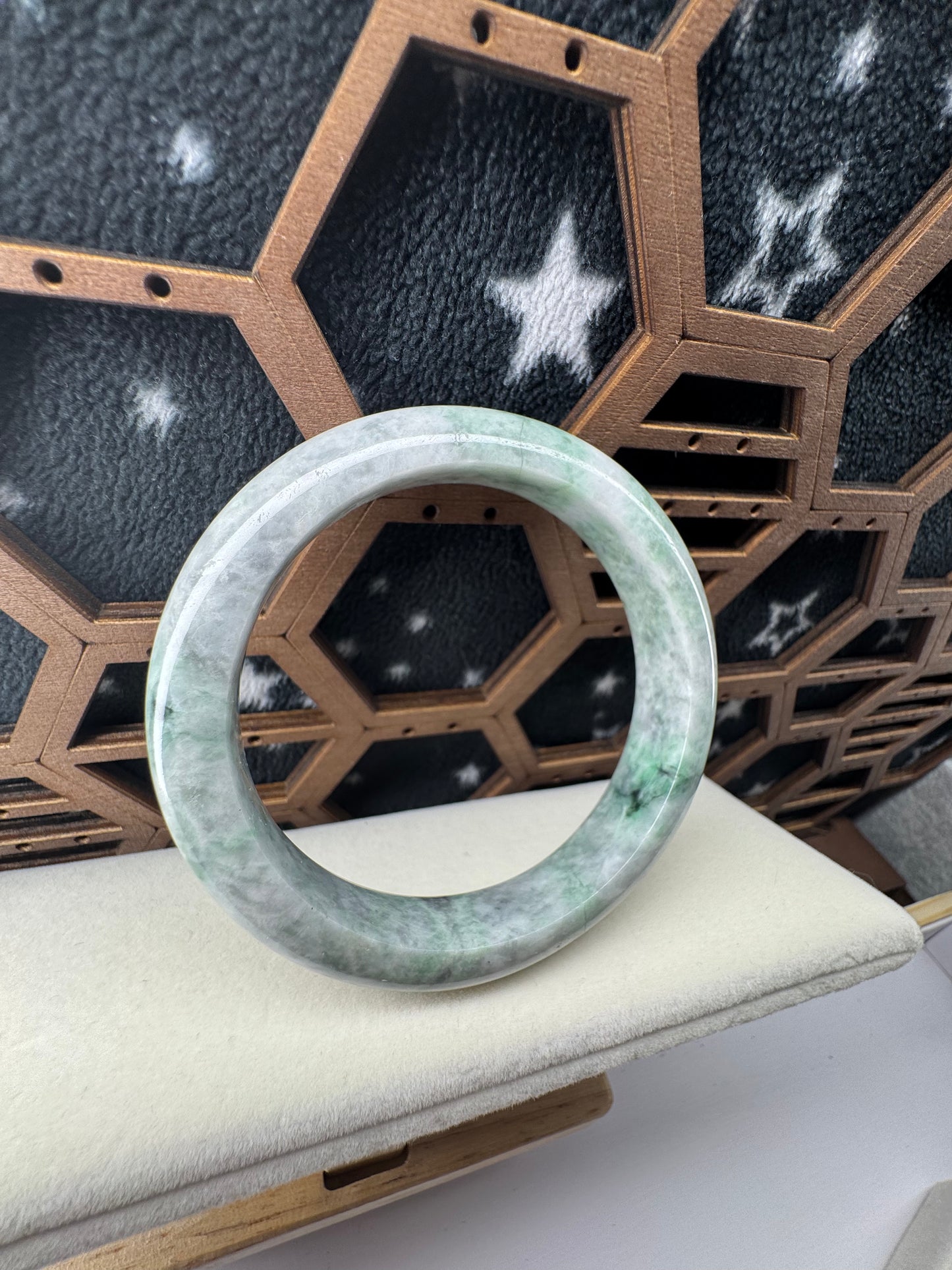 Genuine Burmese Green Jadeite Jade Bangle Bracelet , 62mm