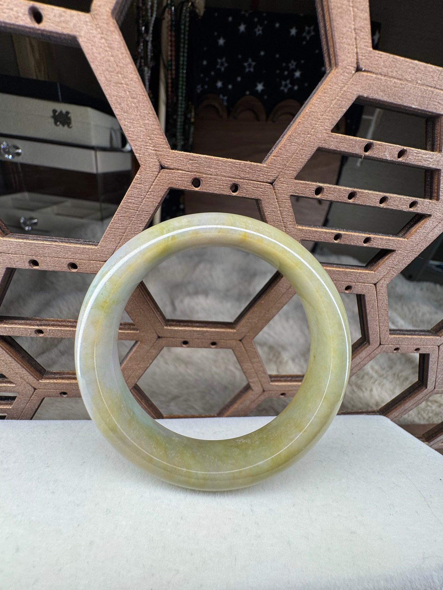 Half Moon Bangle Jadeite Jade 55mm