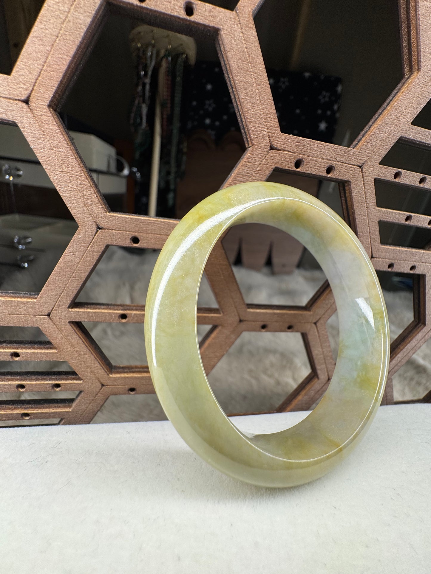 Half Moon Bangle Jadeite Jade 55mm
