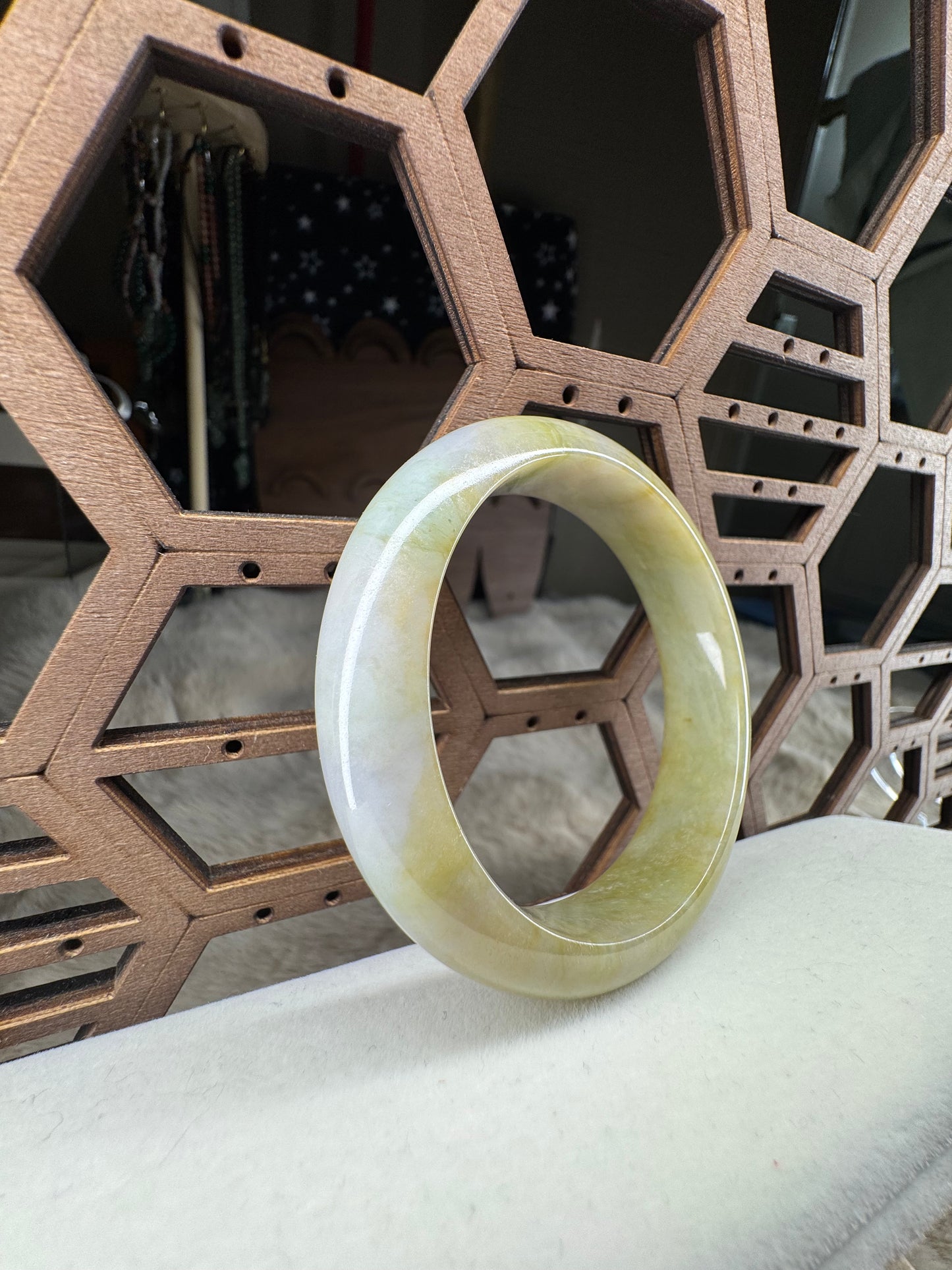 Half Moon Bangle Jadeite Jade 55mm
