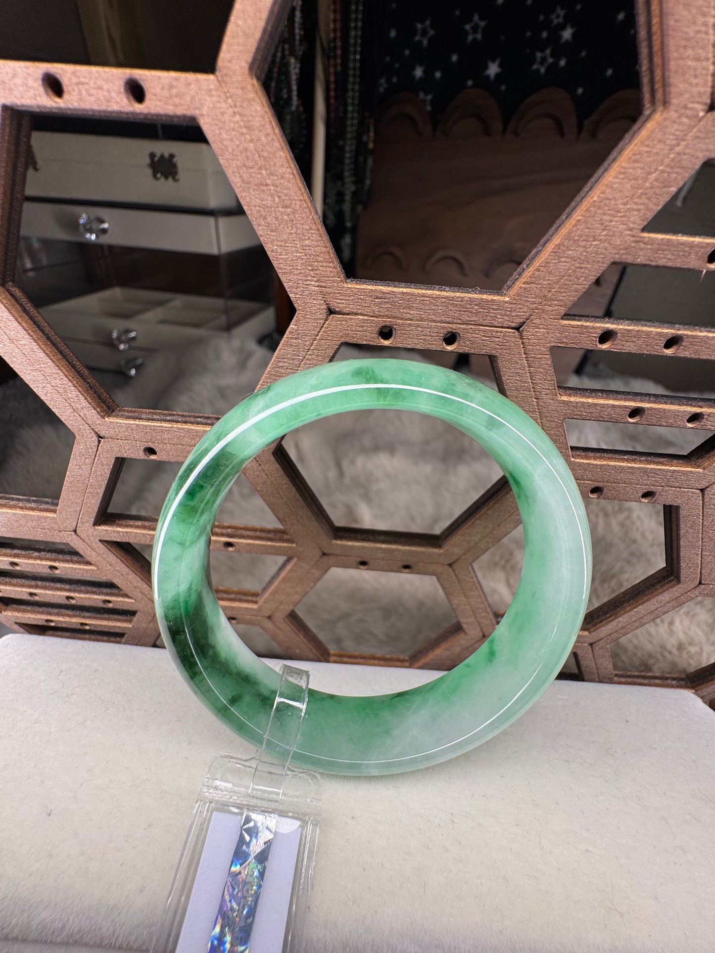 Natural Jadeite Jade half moon Bangle 57mm