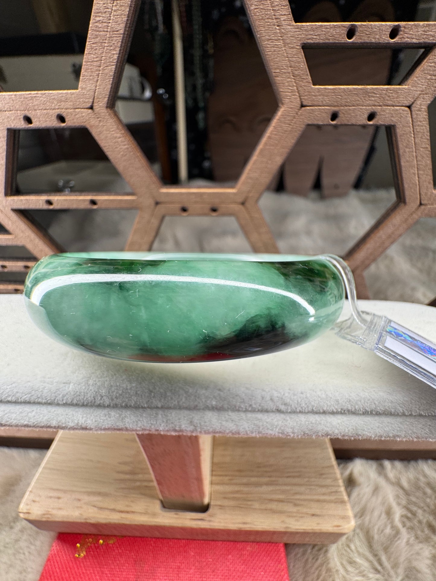 Natural Jadeite Jade half moon Bangle 57mm
