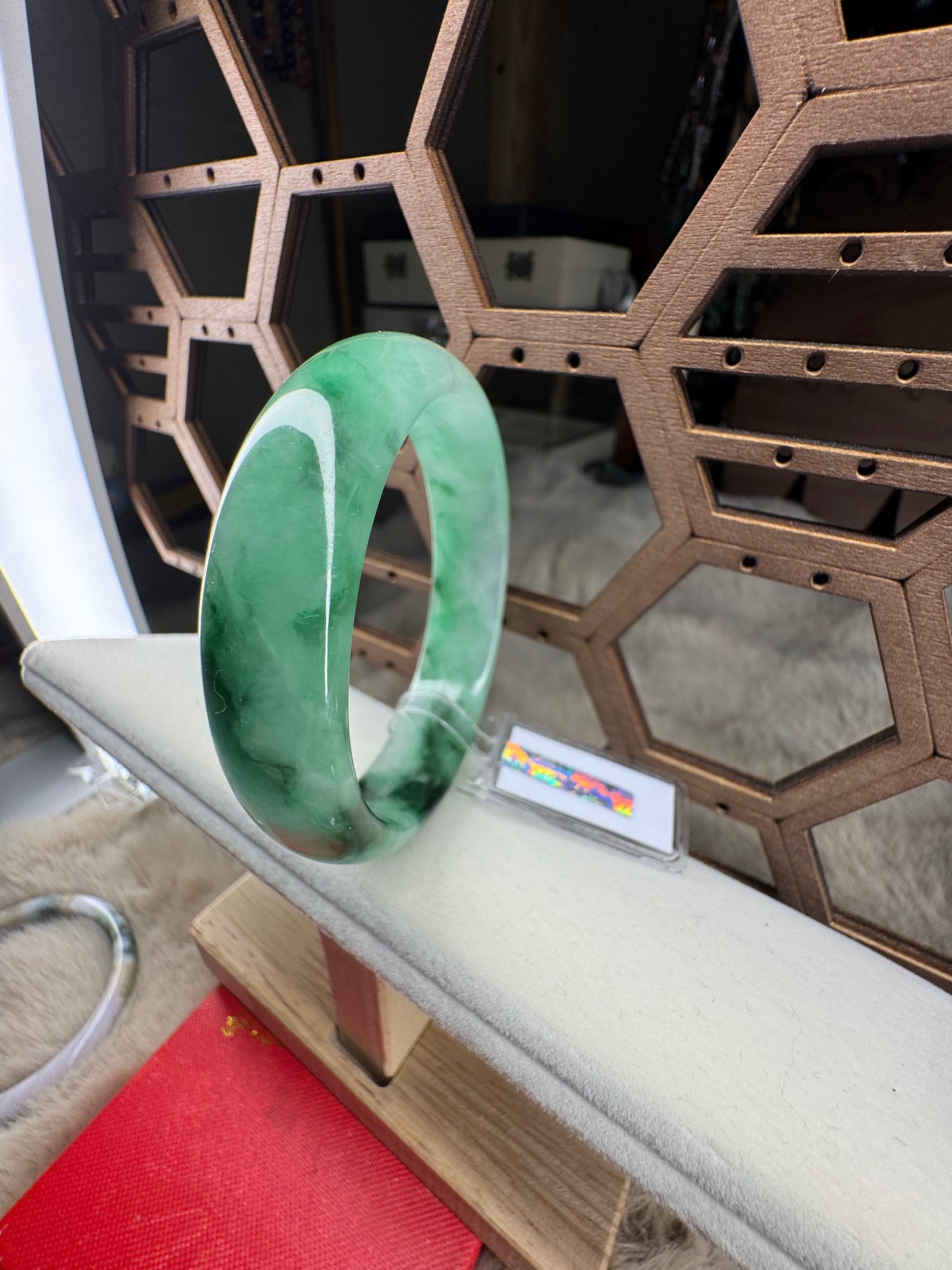 Natural Jadeite Jade half moon Bangle 57mm
