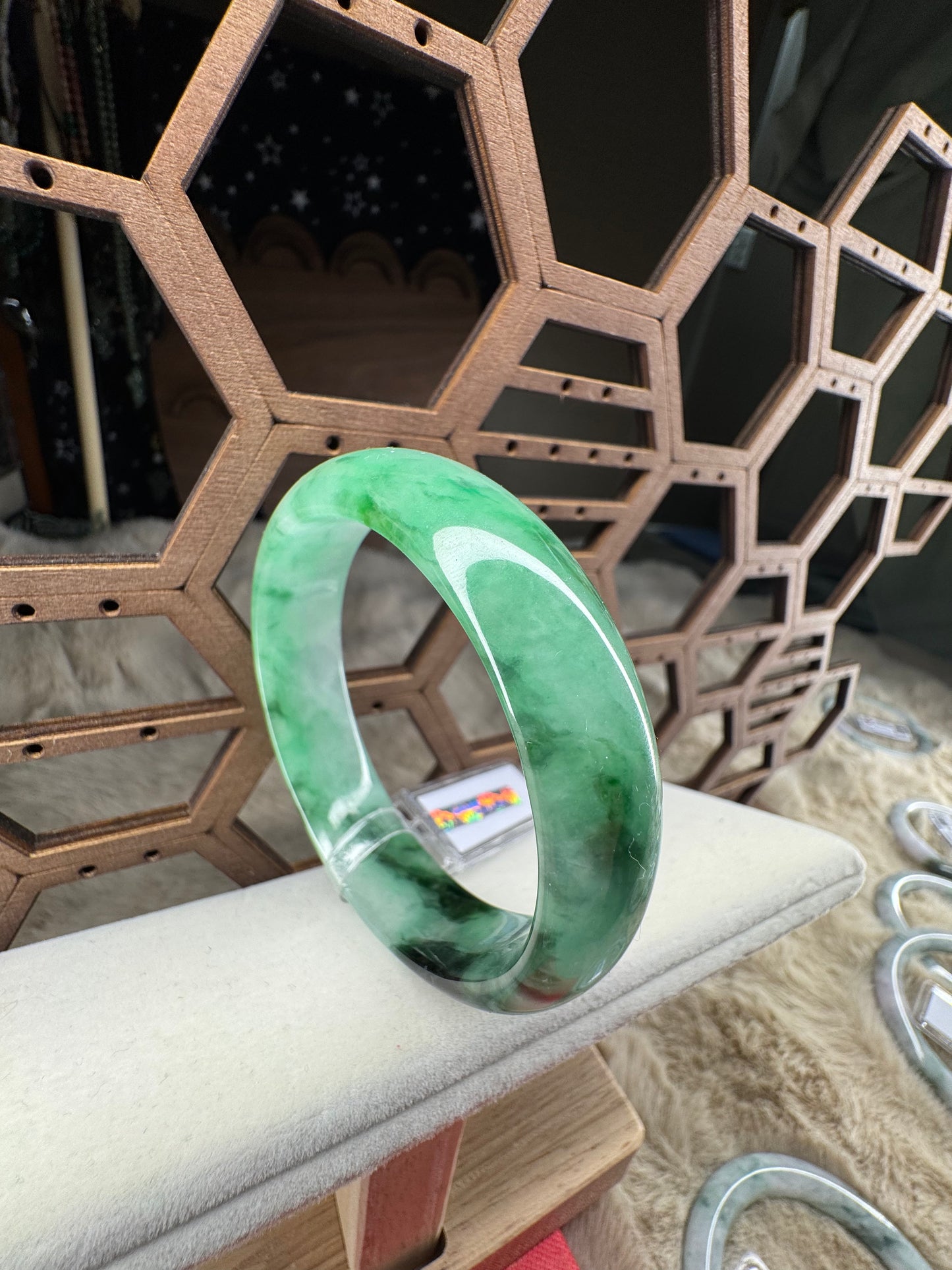 Natural Jadeite Jade half moon Bangle 57mm