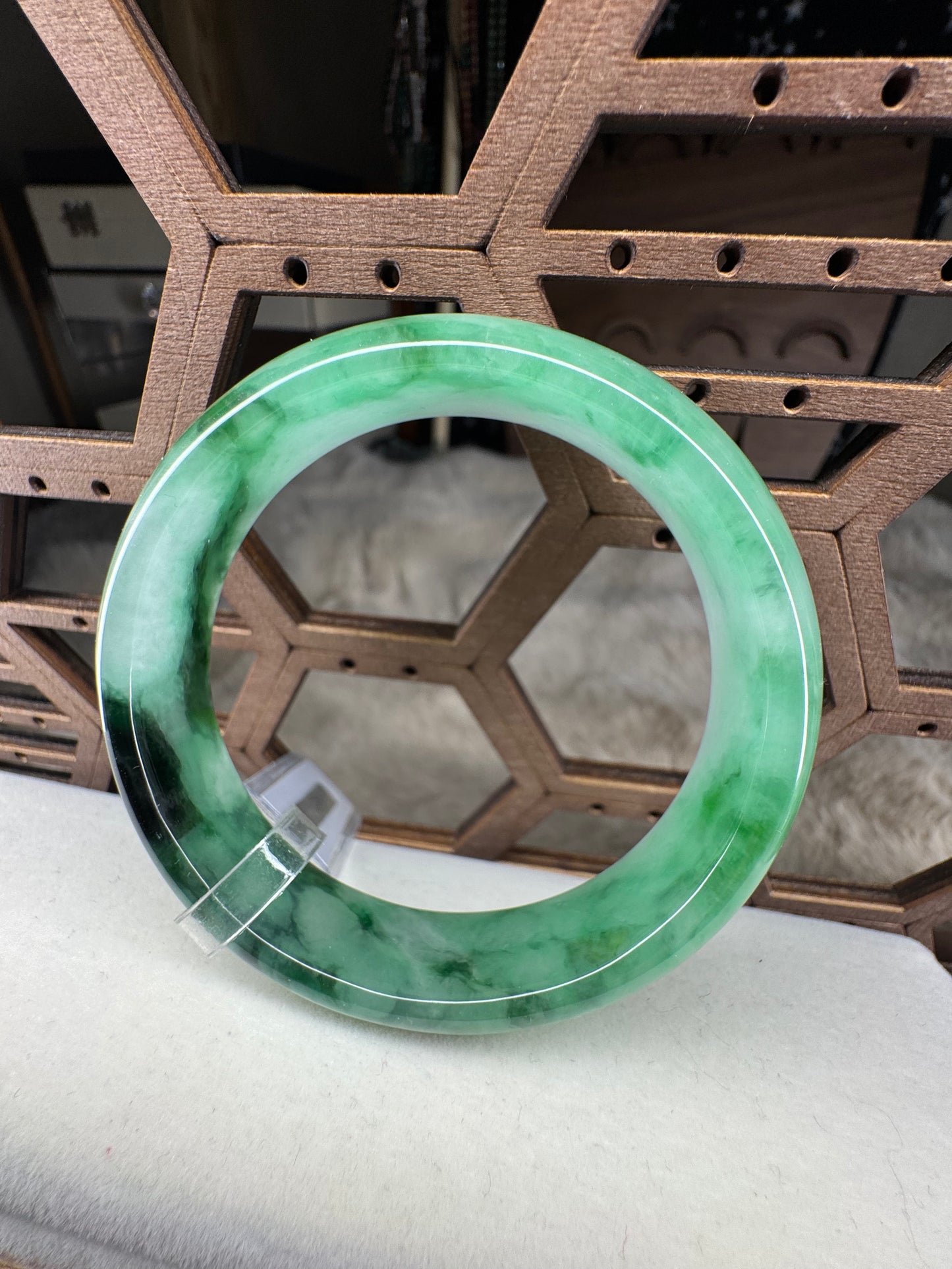 Natural Jadeite Jade half moon Bangle 57mm