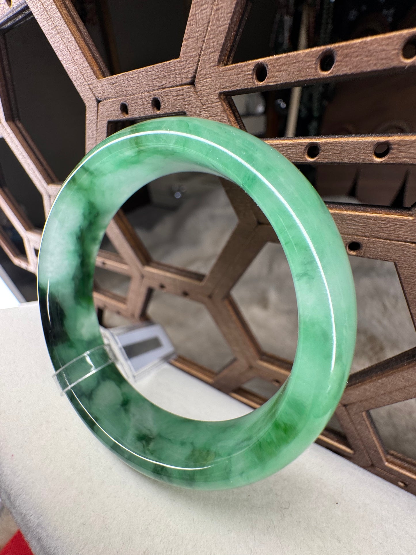 Natural Jadeite Jade half moon Bangle 57mm