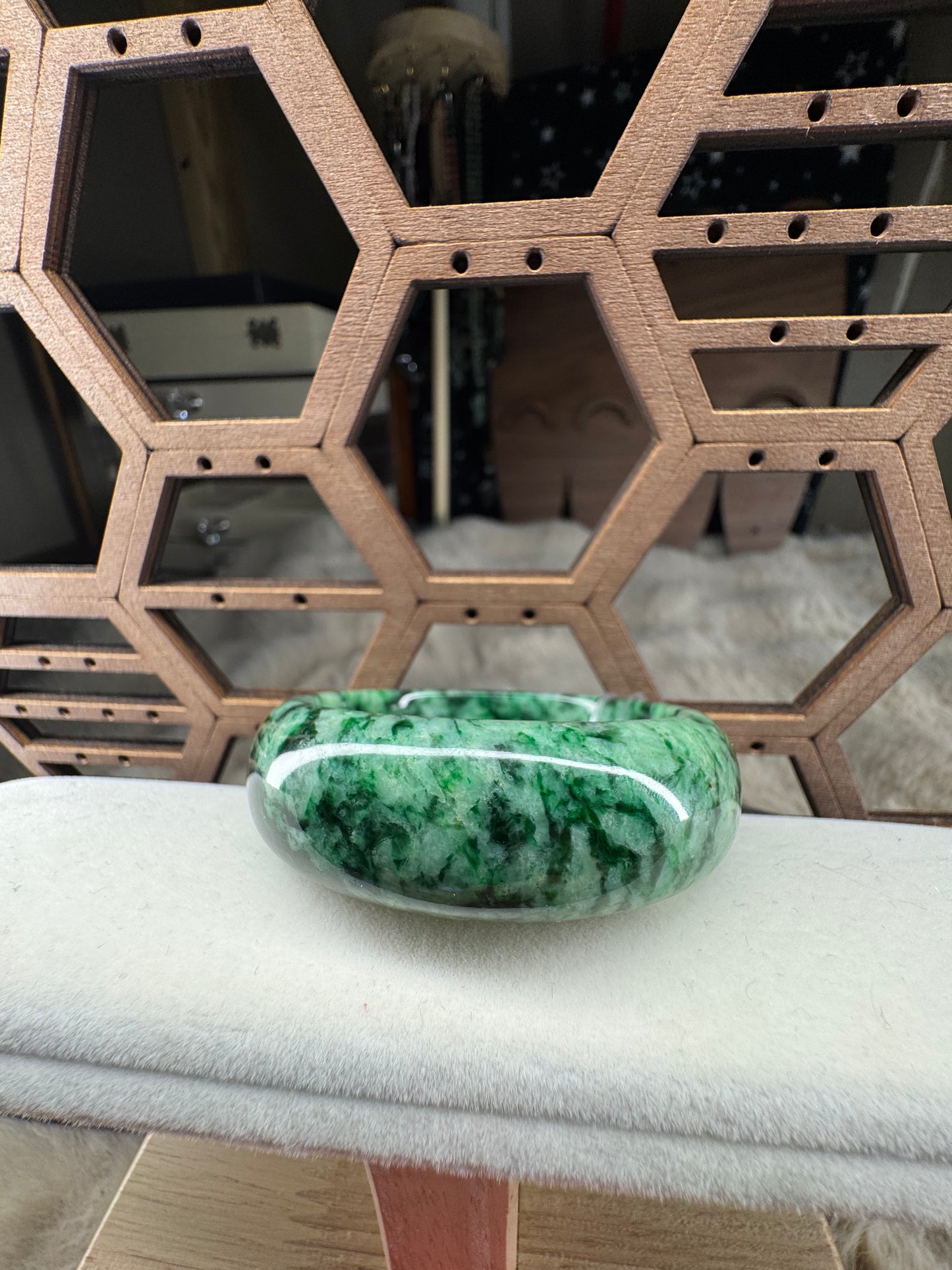 High Quality Princess Round Shape Jadeite Jade Bangle, 50mm