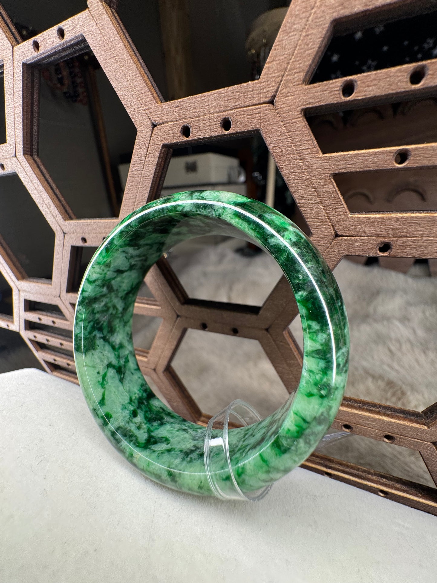 High Quality Princess Round Shape Jadeite Jade Bangle, 50mm