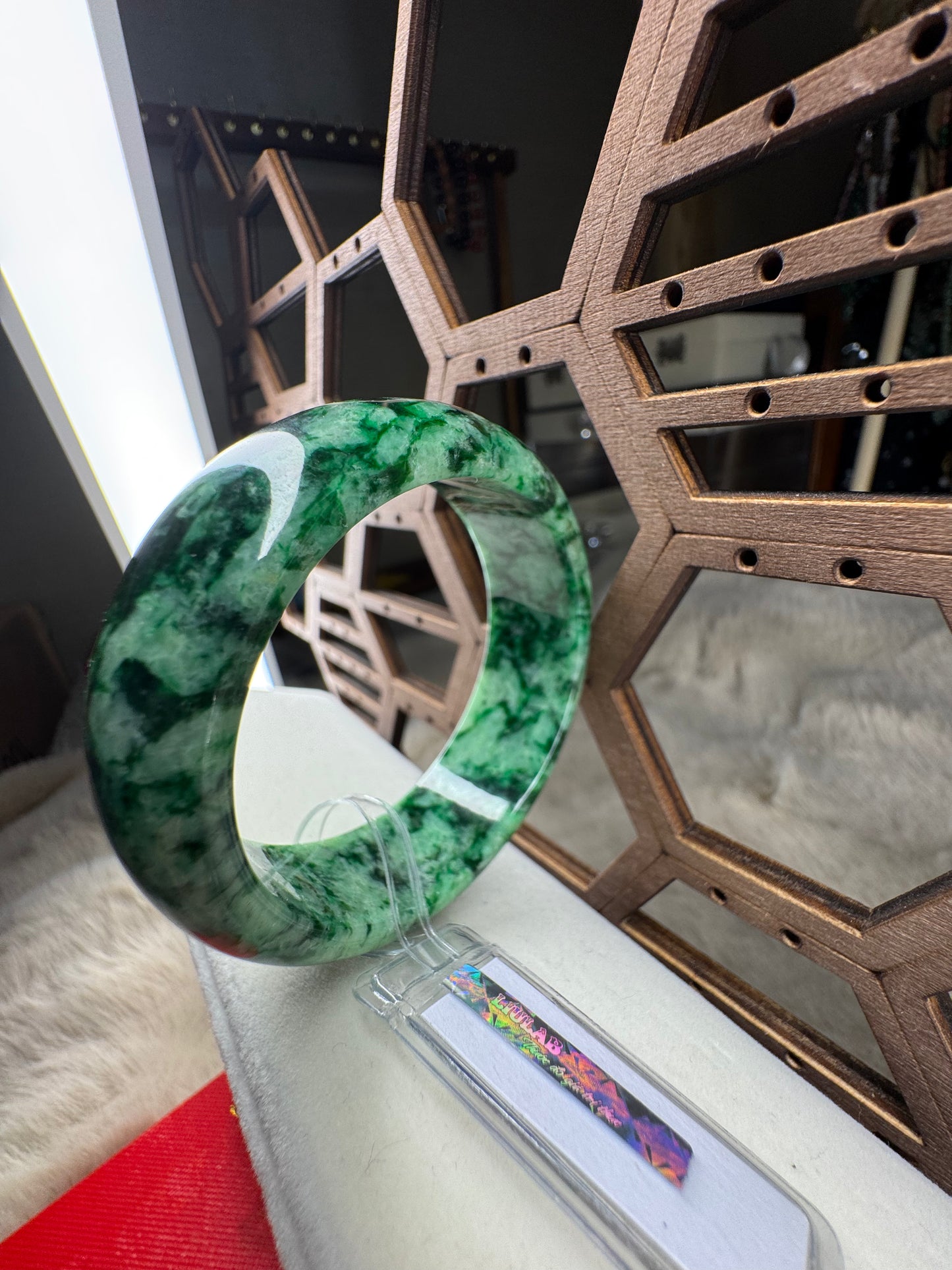 High Quality Princess Round Shape Jadeite Jade Bangle, 50mm
