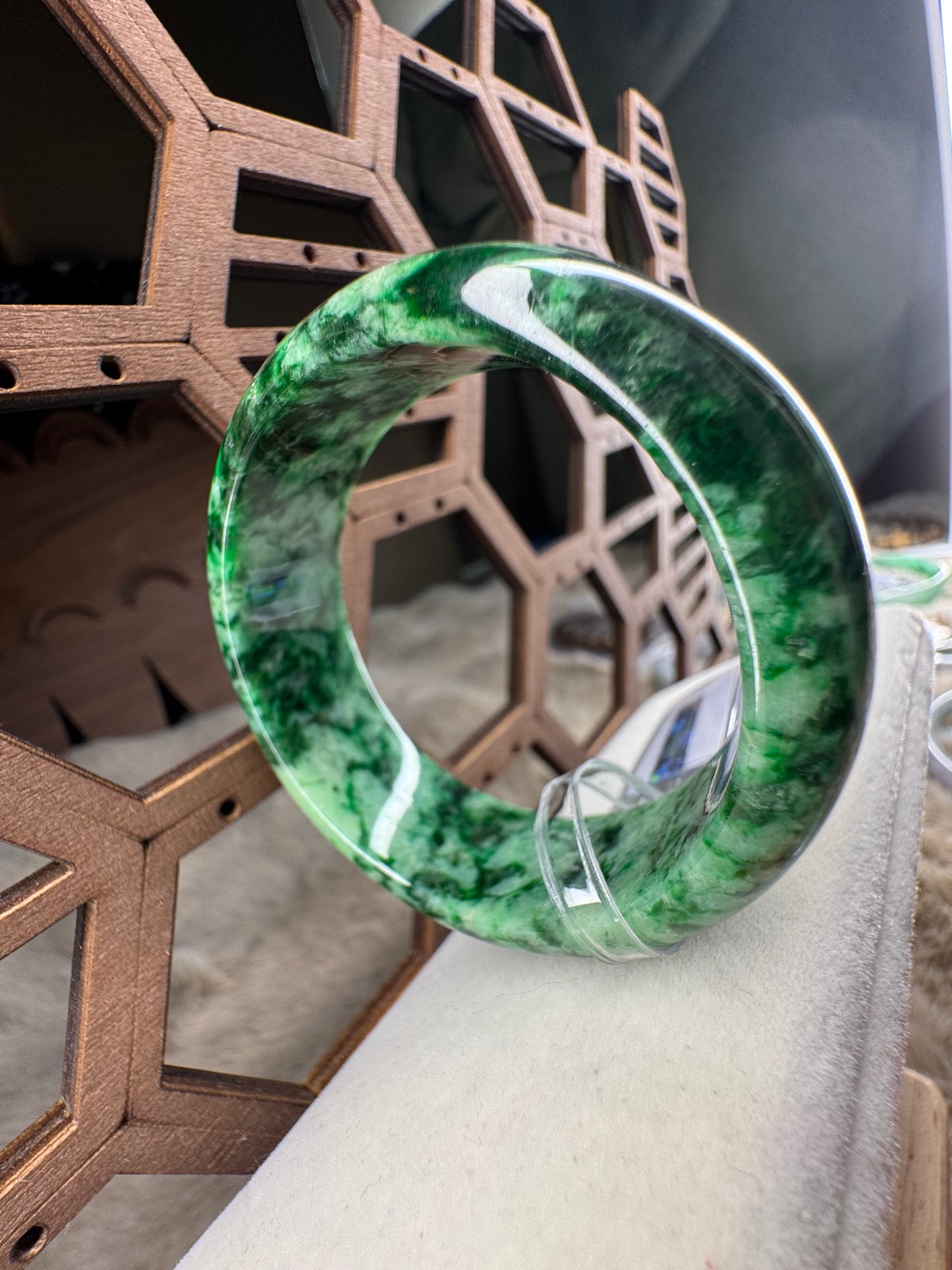 High Quality Princess Round Shape Jadeite Jade Bangle, 50mm