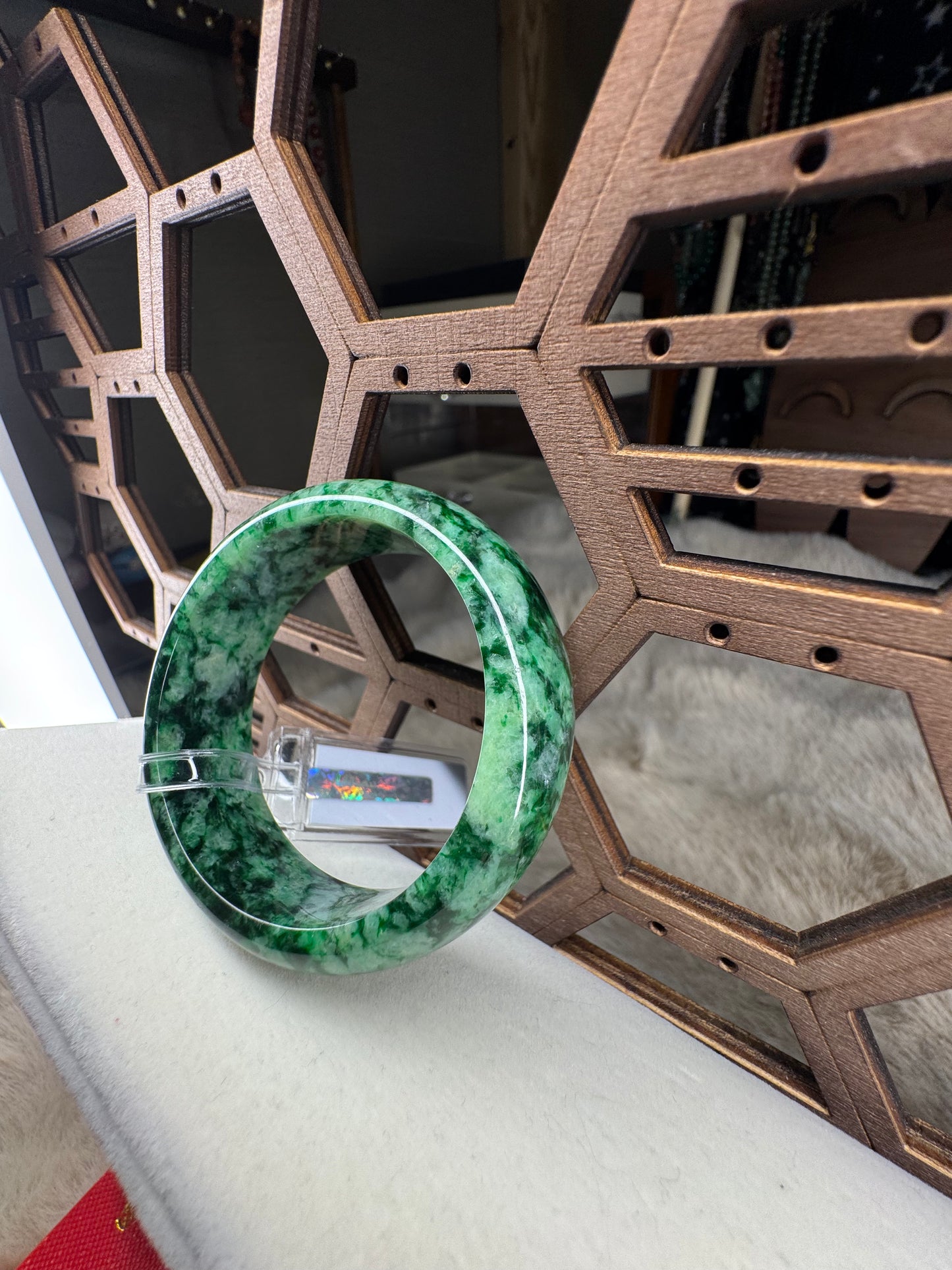 High Quality Princess Round Shape Jadeite Jade Bangle, 50mm