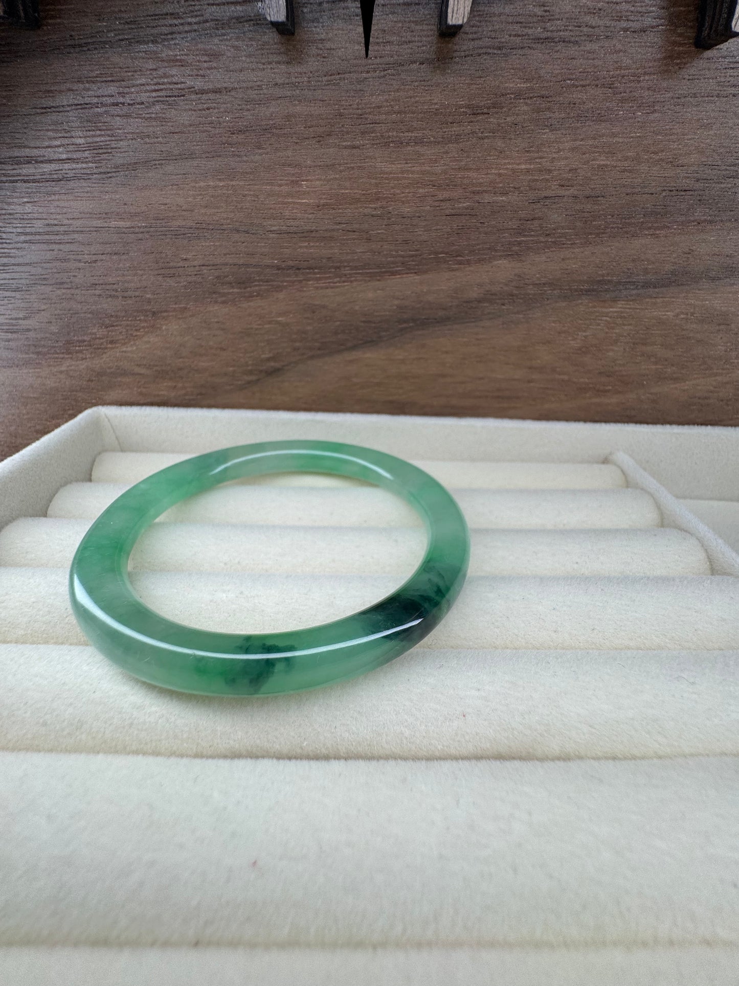 Classic Green Jadeite Jade Bangle. Size 54mm