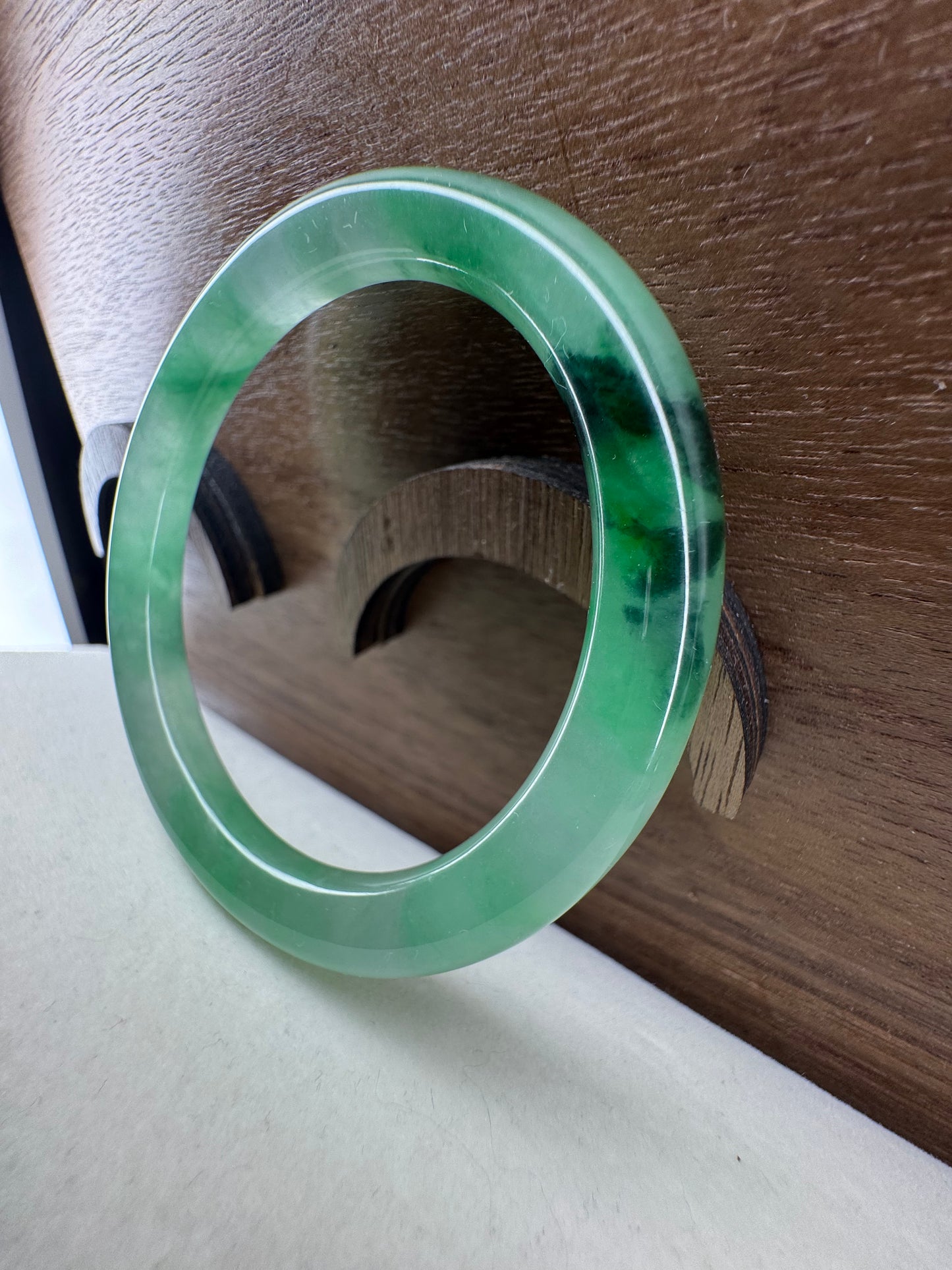 Classic Green Jadeite Jade Bangle. Size 54mm