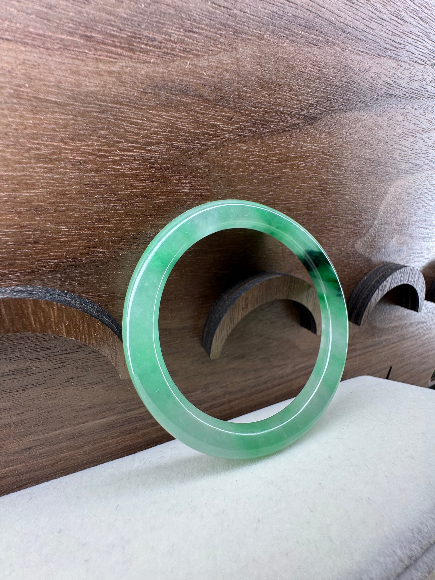 Classic Green Jadeite Jade Bangle. Size 54mm