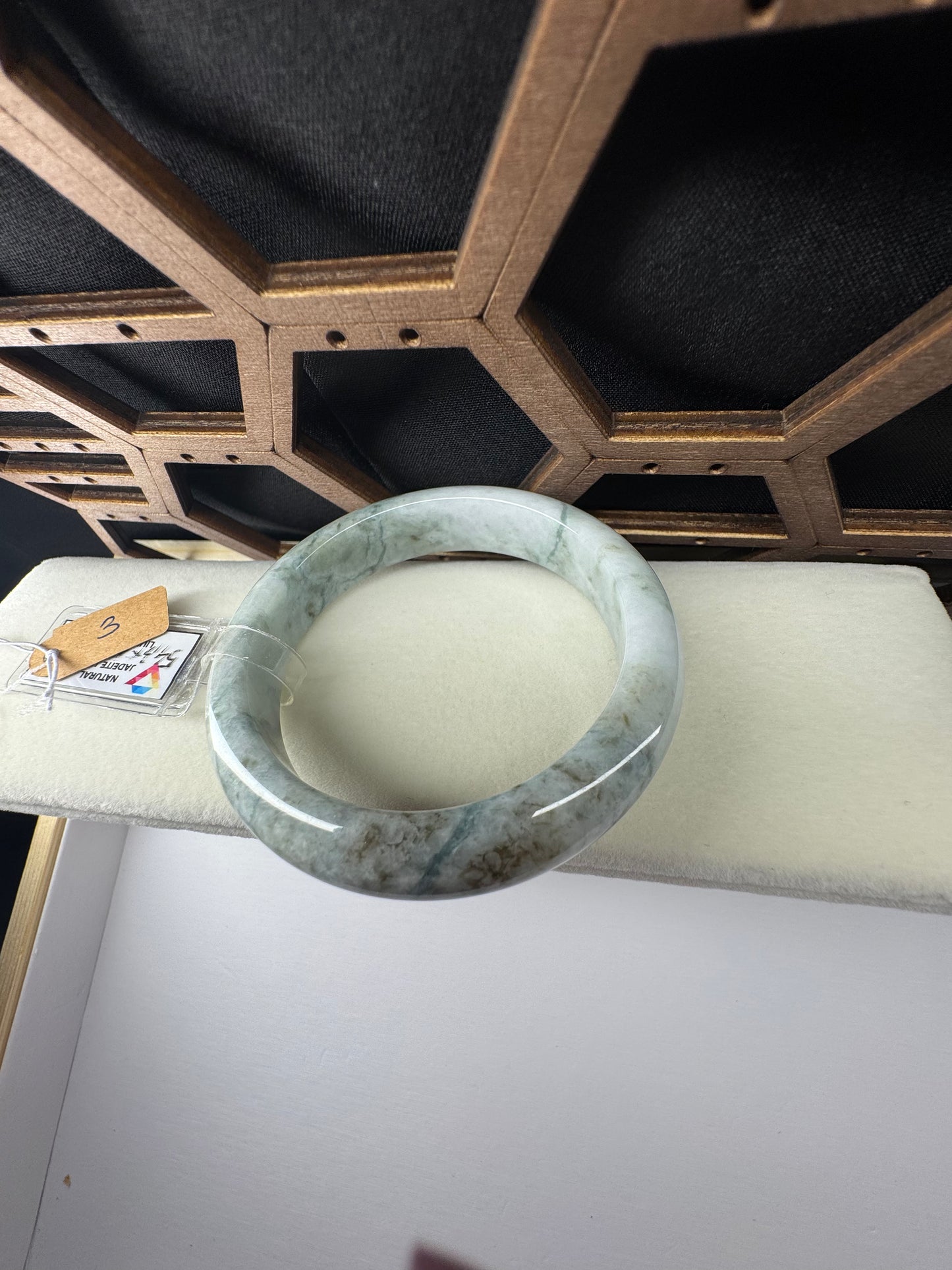 Genuine Burmese Green Jade Jadeite Bangle Bracelet, 54mn
