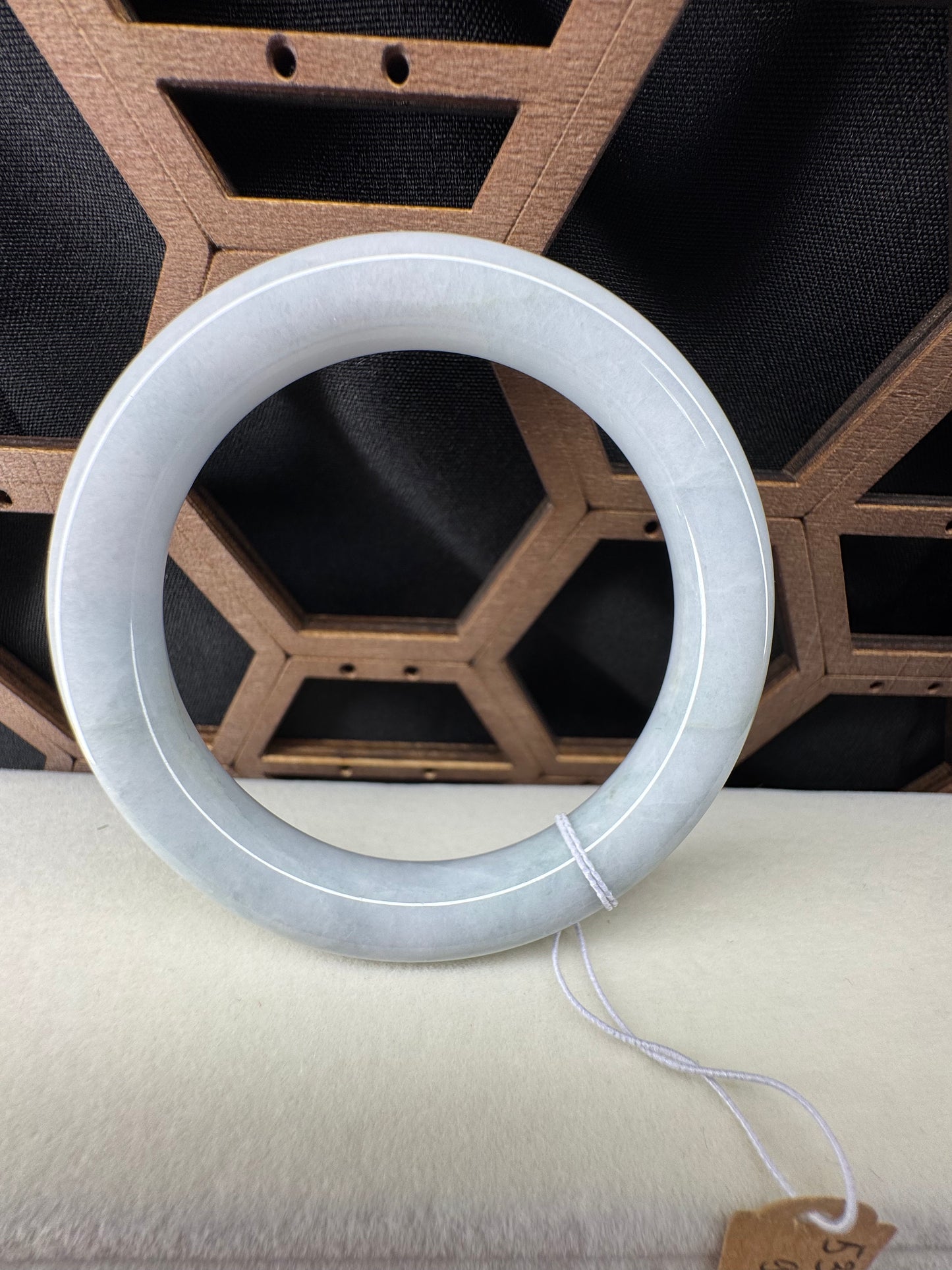 Genuine Burmese White Lavender Jadeite Jade Bangle Bracelet, 53mm