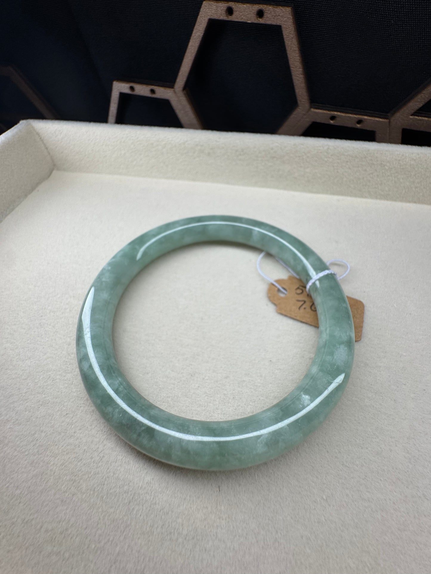 Classic Round Bangle Jadeite Jade Bracelet. 51mm